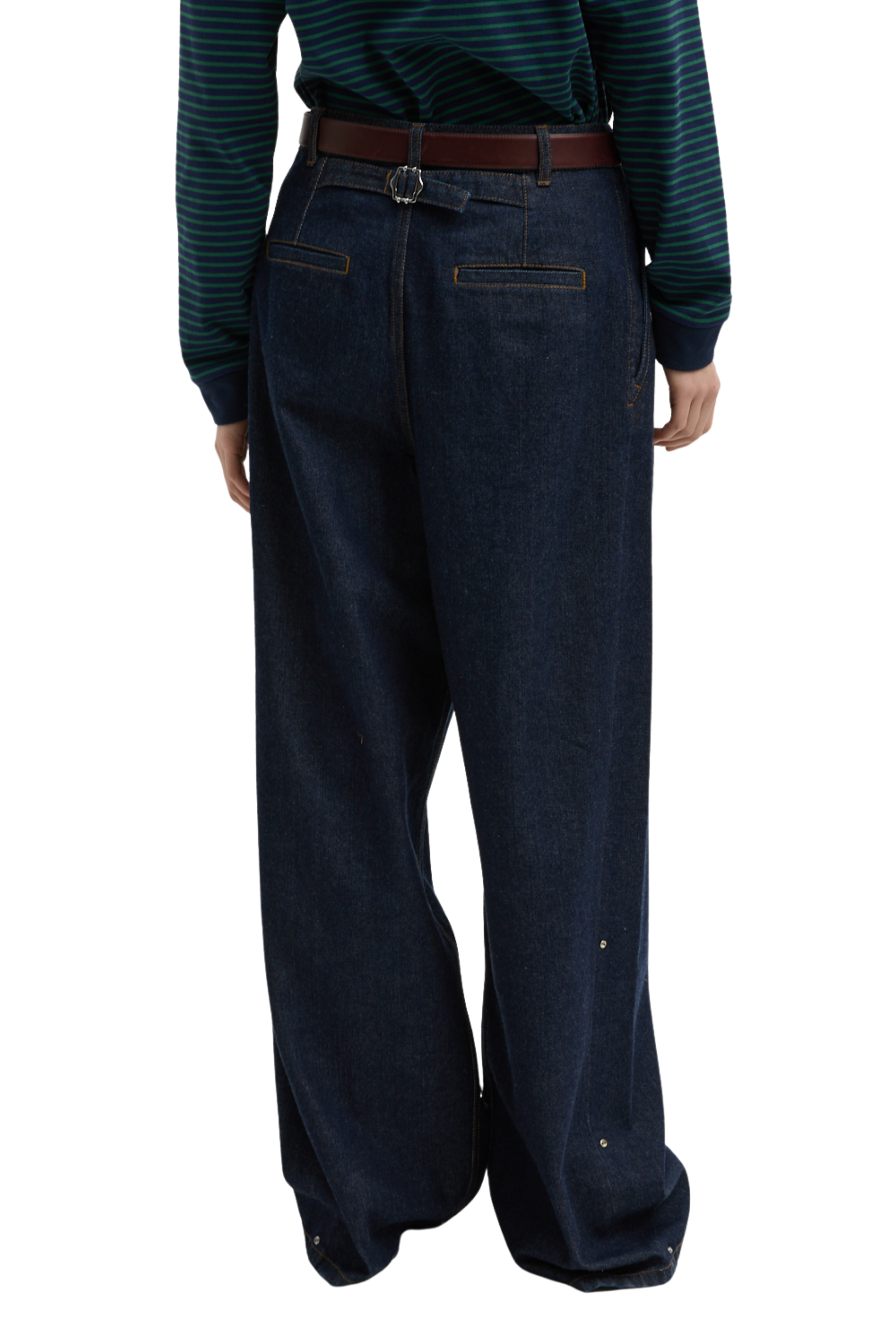 Indigo Denim Triple Pleat Jean
