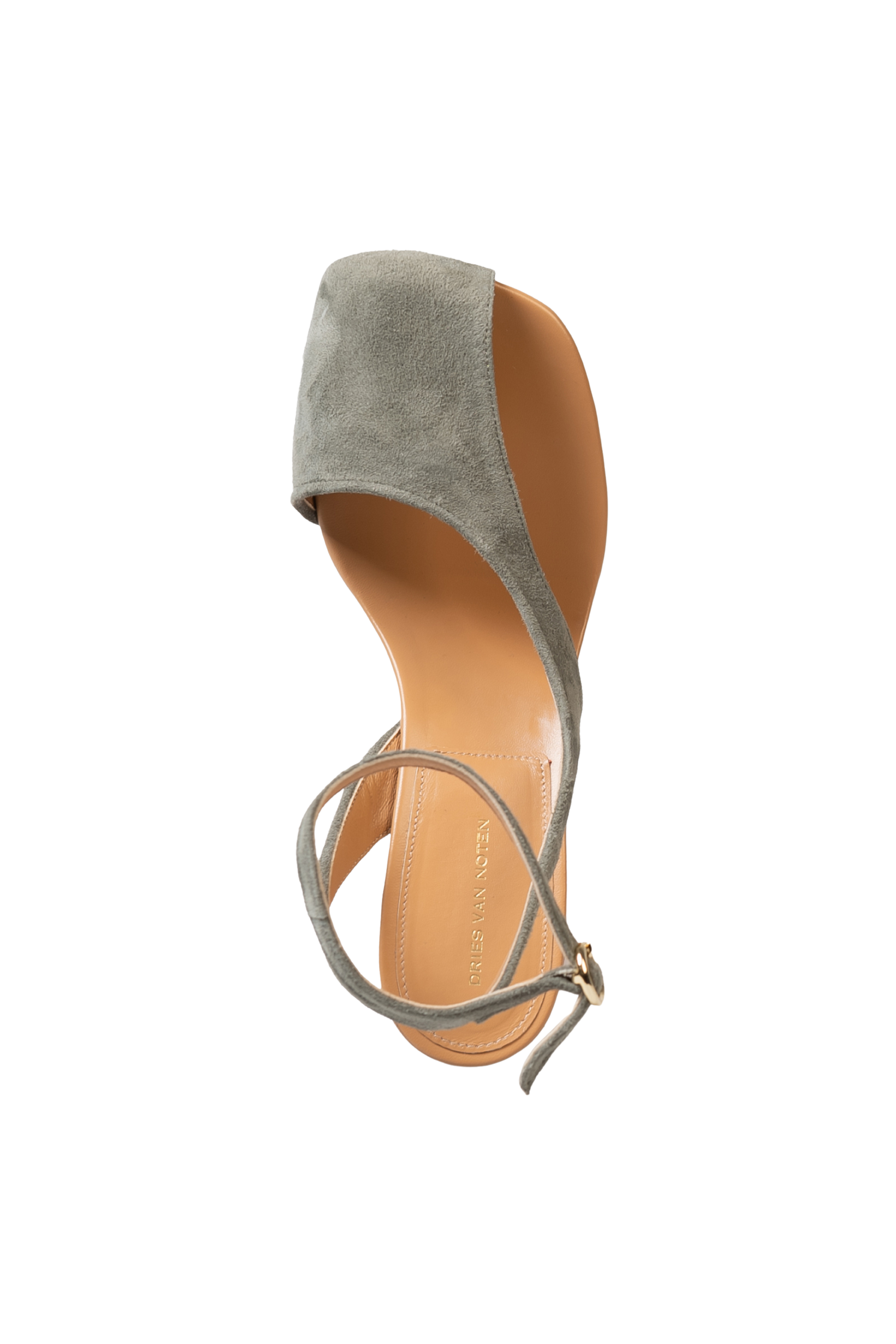 Virgo Asymmetric Sandal in Light Grey Suede