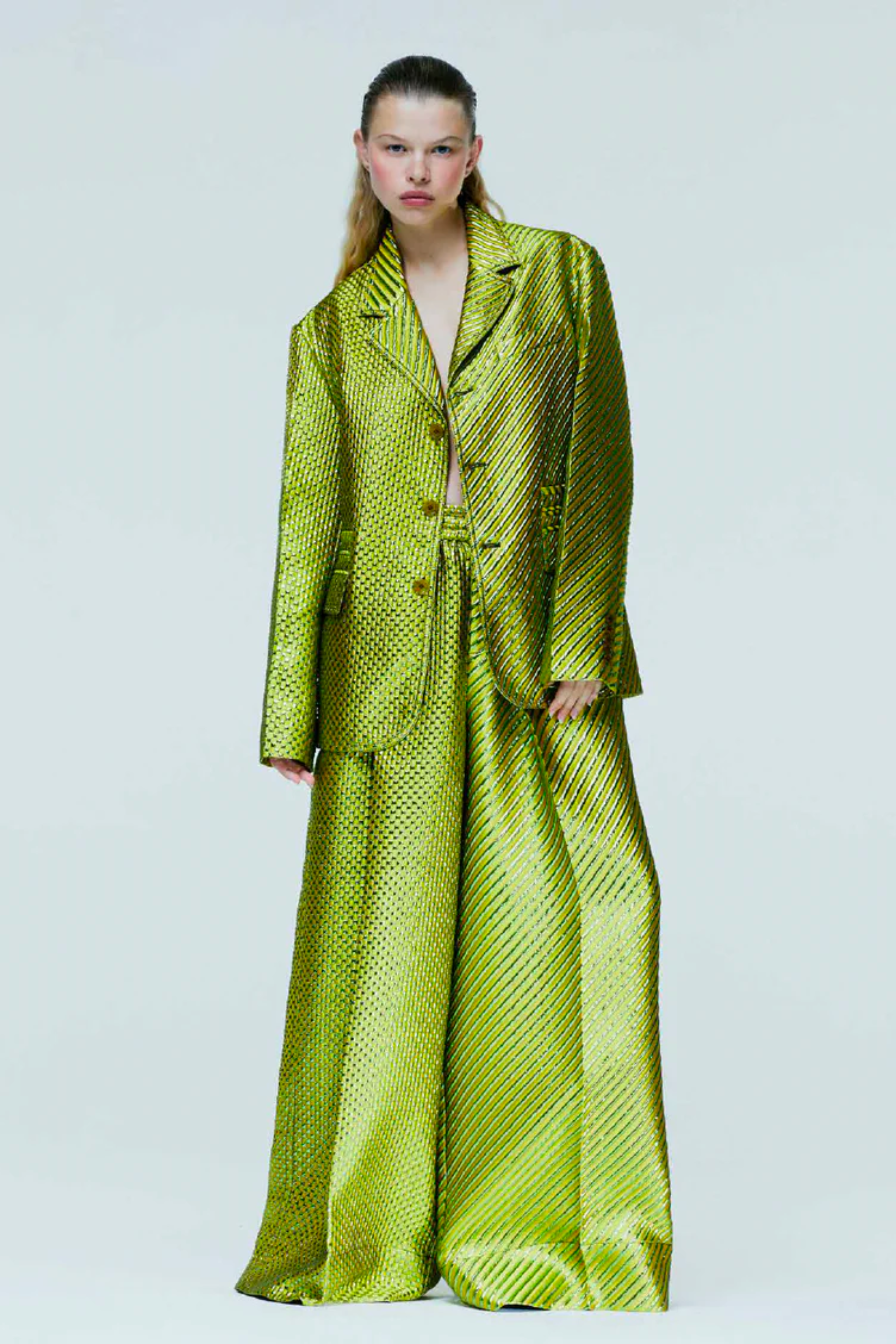 CHRISTOPHER JOHN ROGERS Metallic Jacquard Combo Blazer