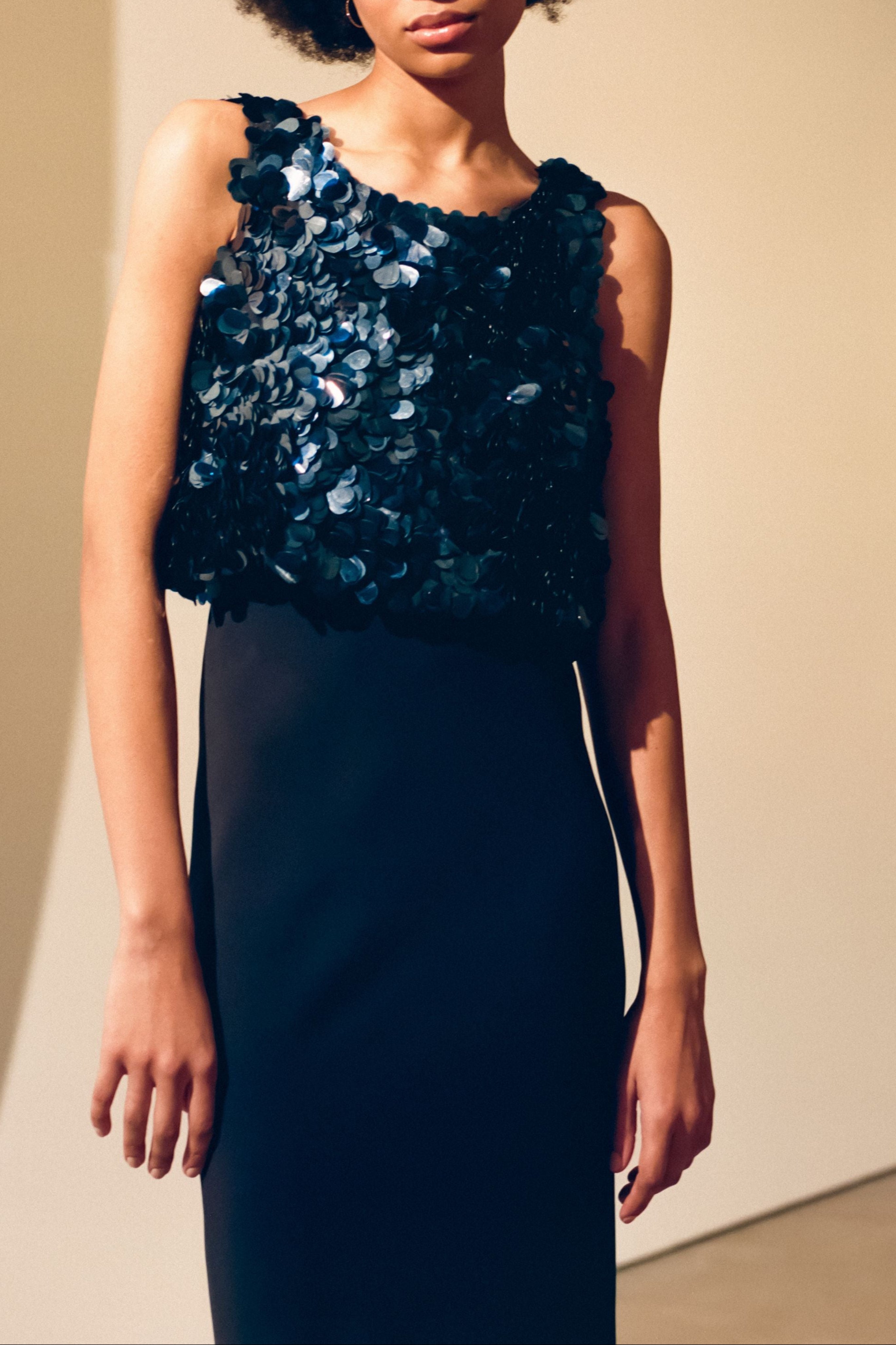 Bias Dress with Paillette Bodice
