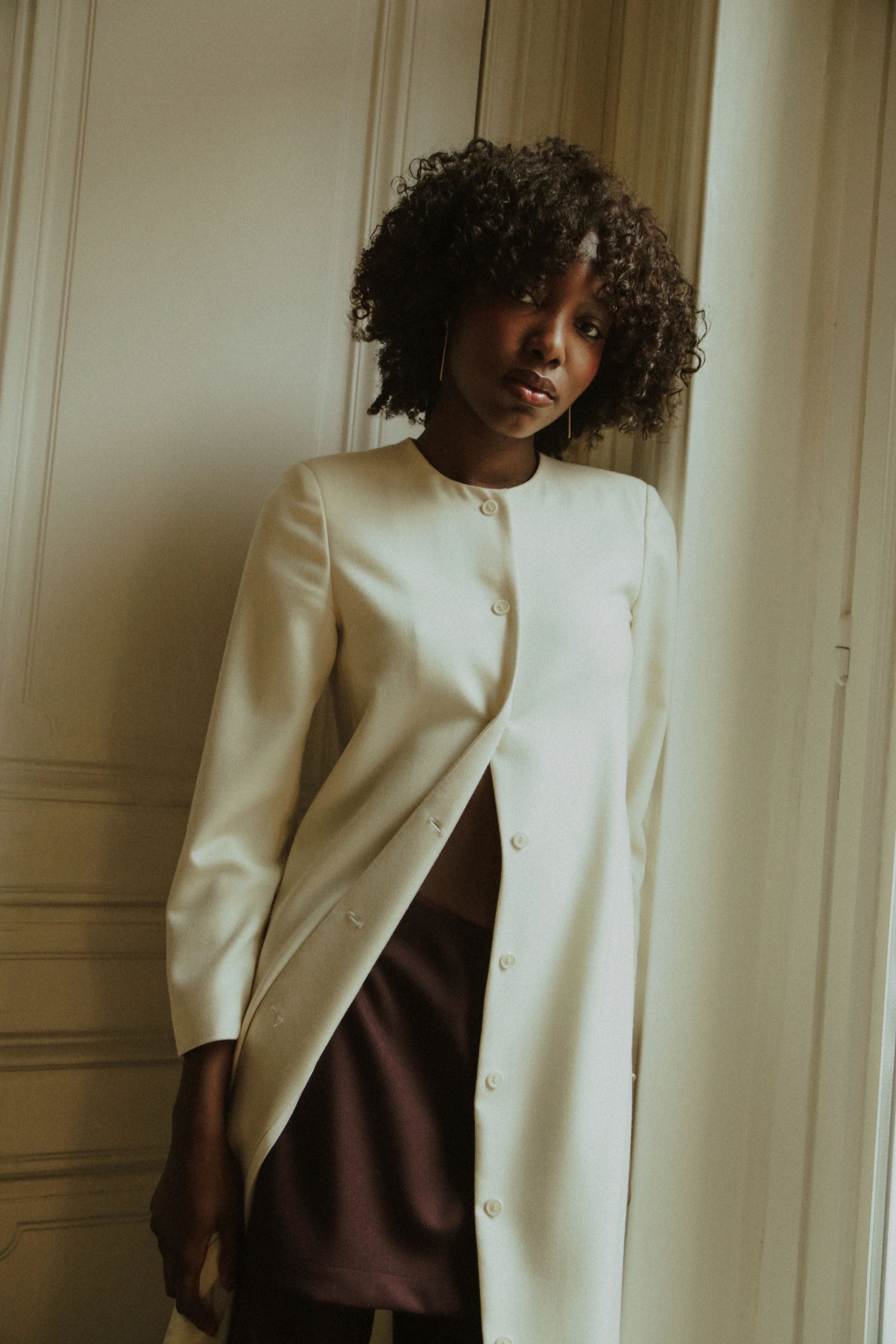 Crepe Long Cardigan Coat