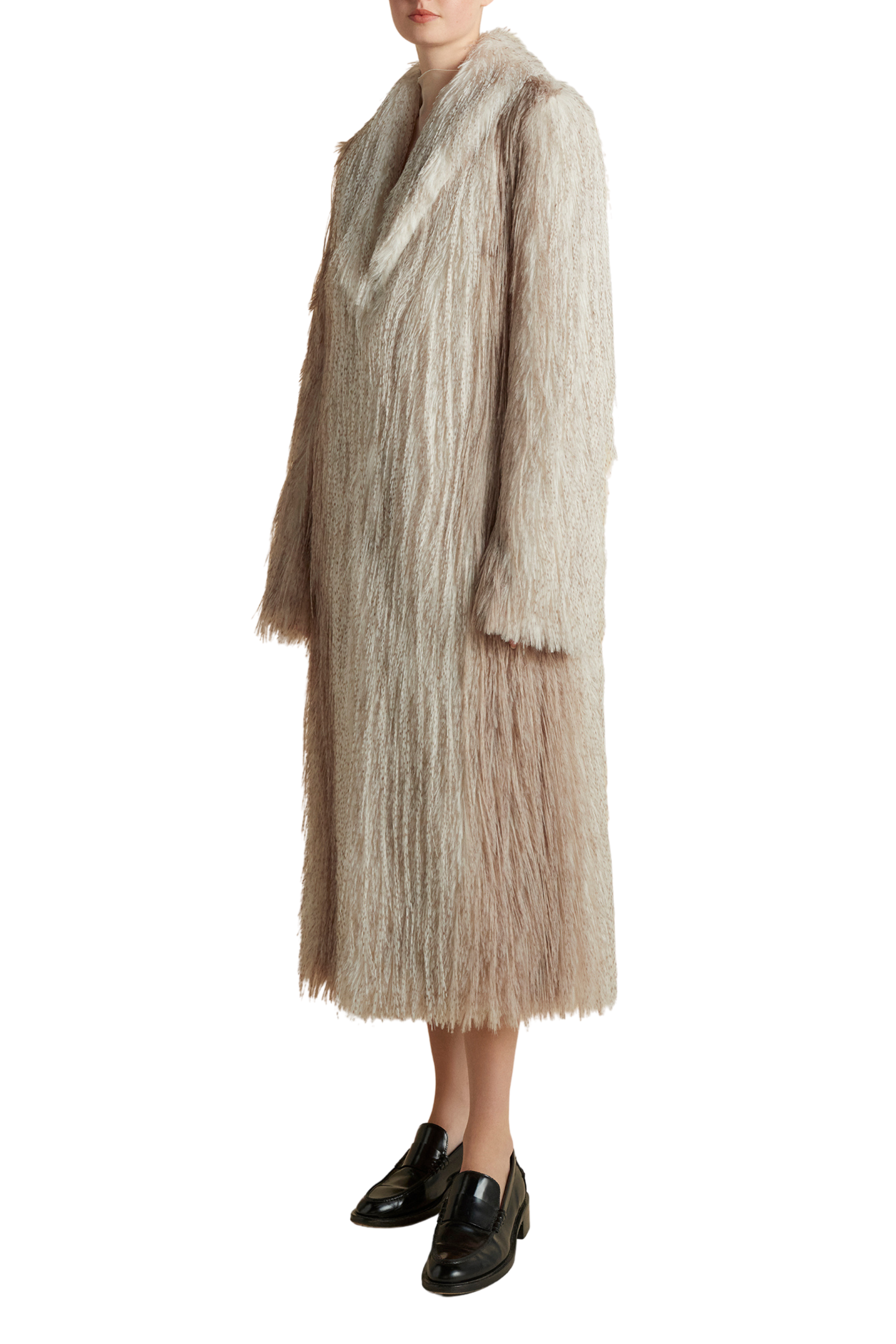 Faux Fur Coat with Shawl Collar
