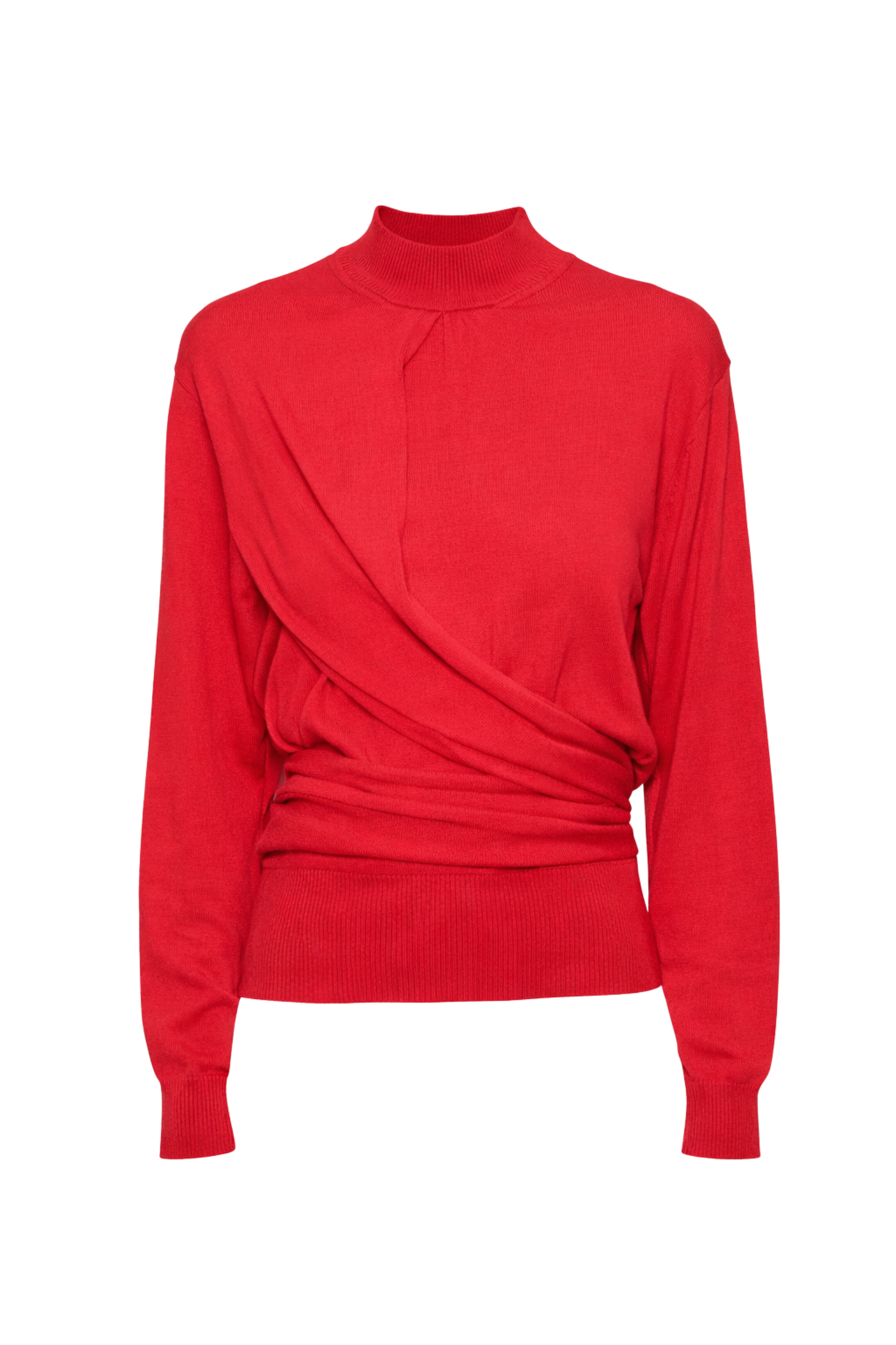 Wrap Silk And Cotton Sweater in Red