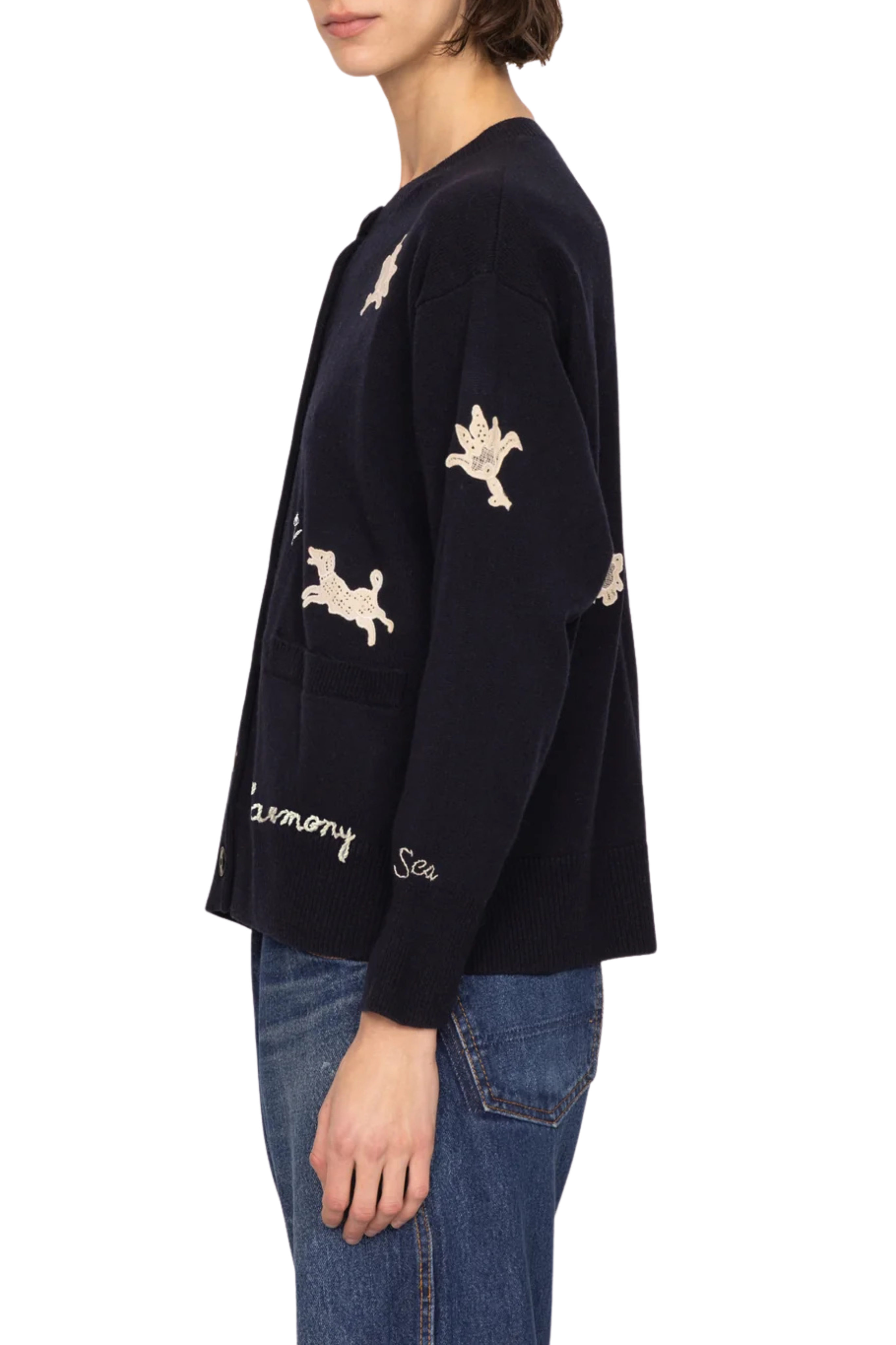 Mika Applique Cardigan - Navy