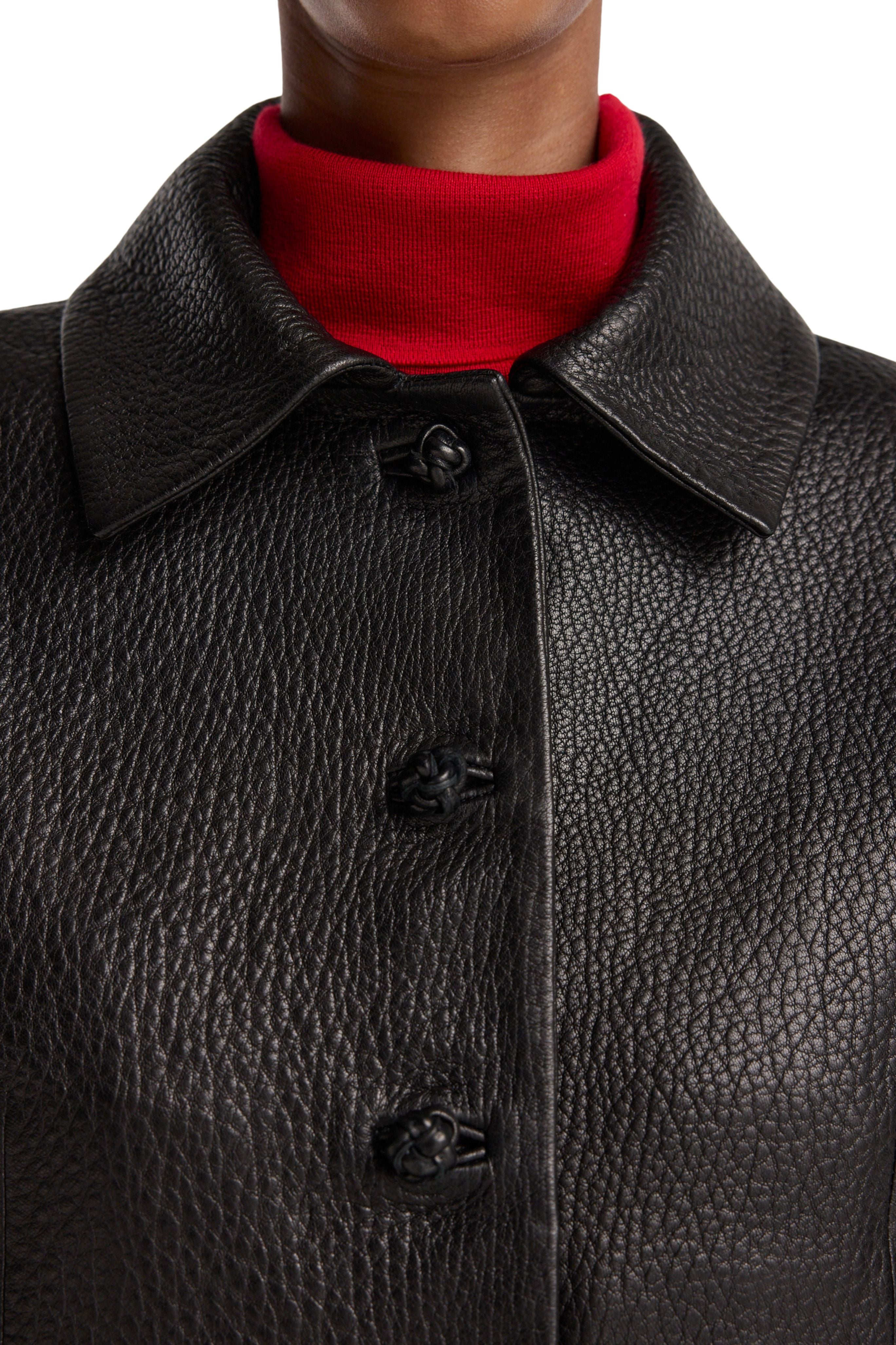 Rounded Grain Leather Cropped Jacket