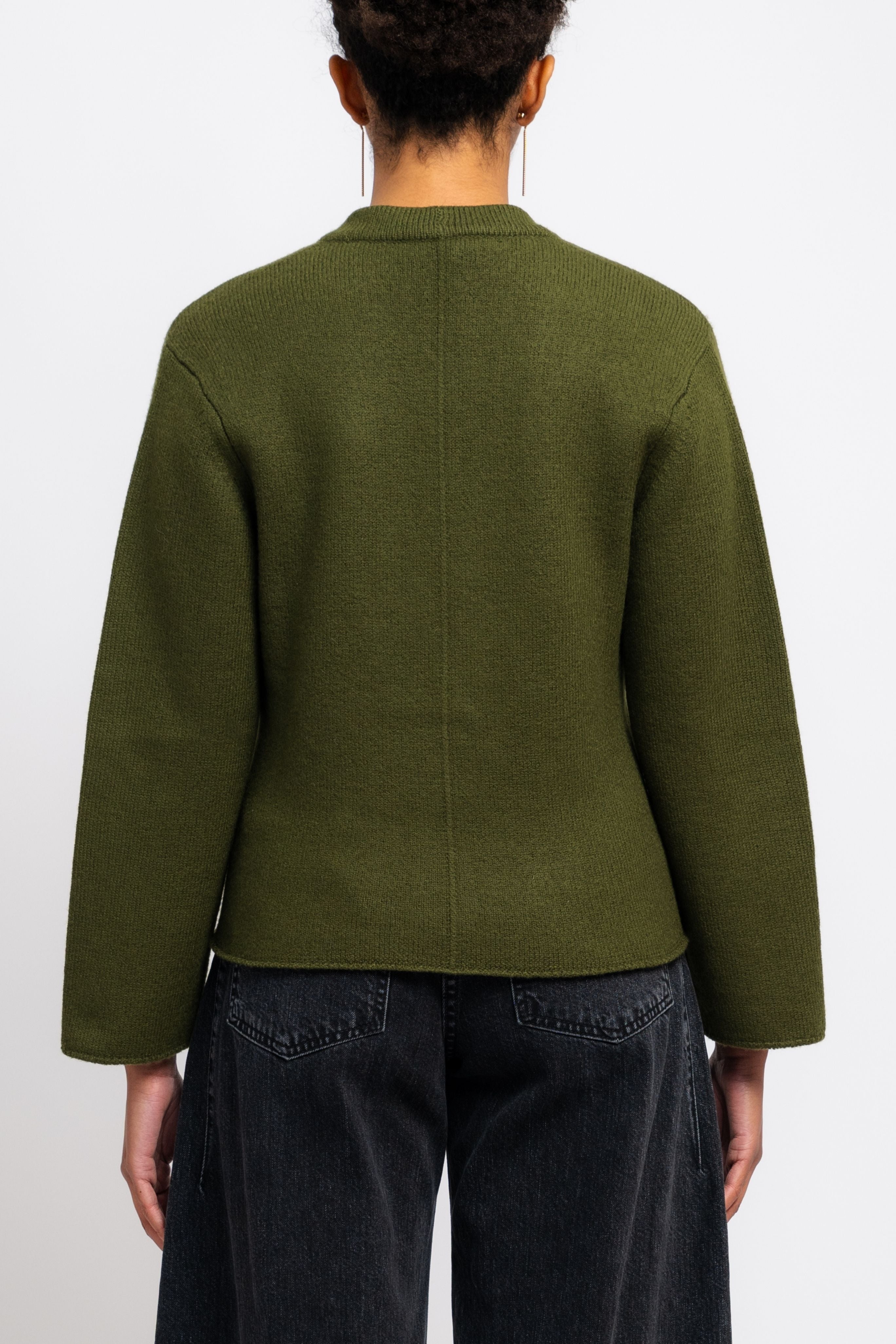 Dali Green Merino Wool Cardigan