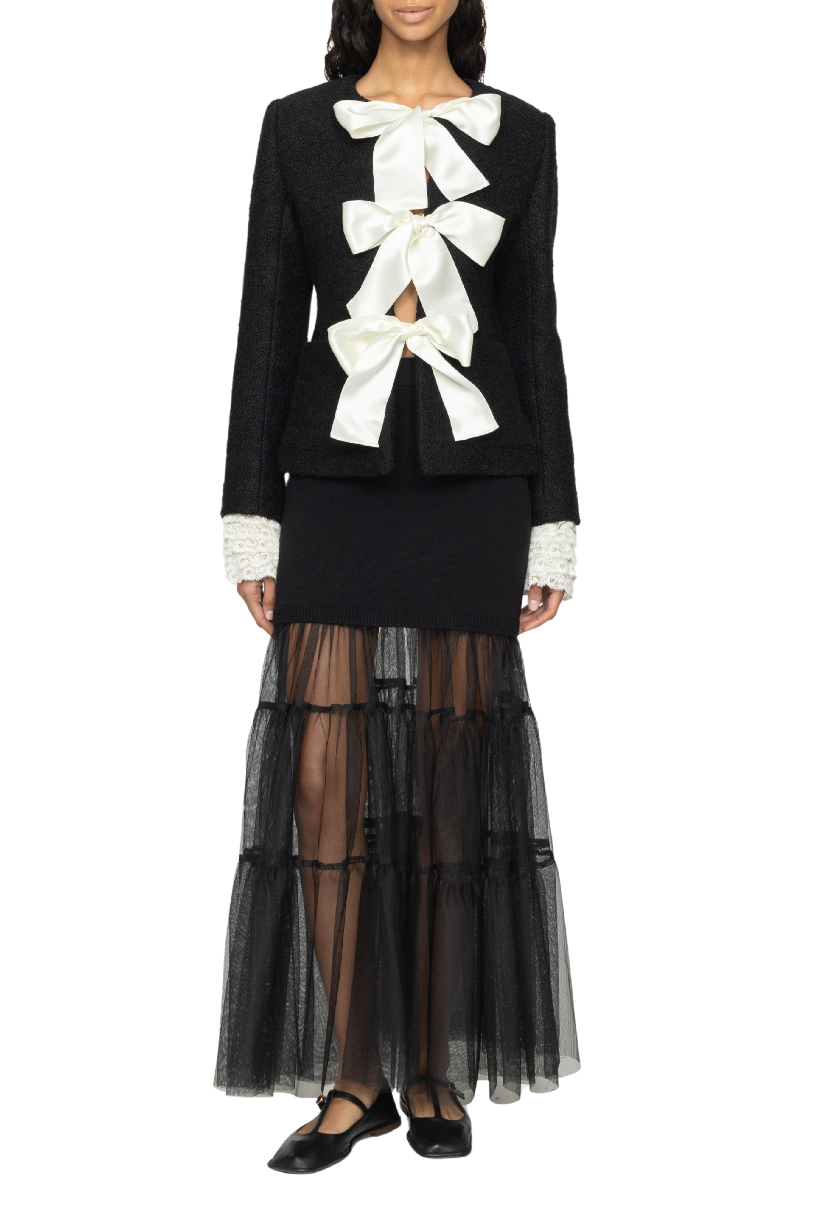 Seraphine Solid Knit Tulle Skirt