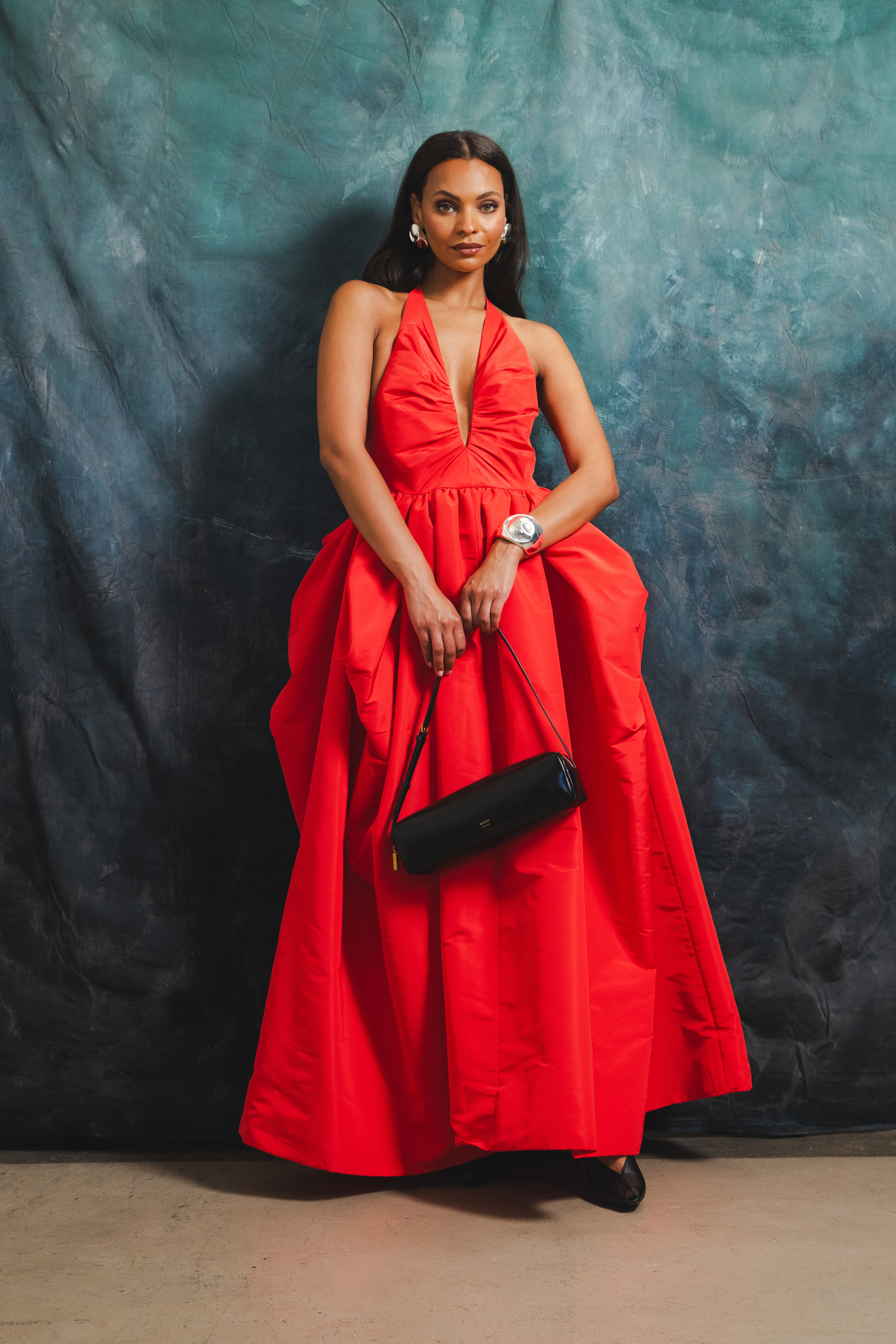 Silk Pleated Bust Umbrella Dress