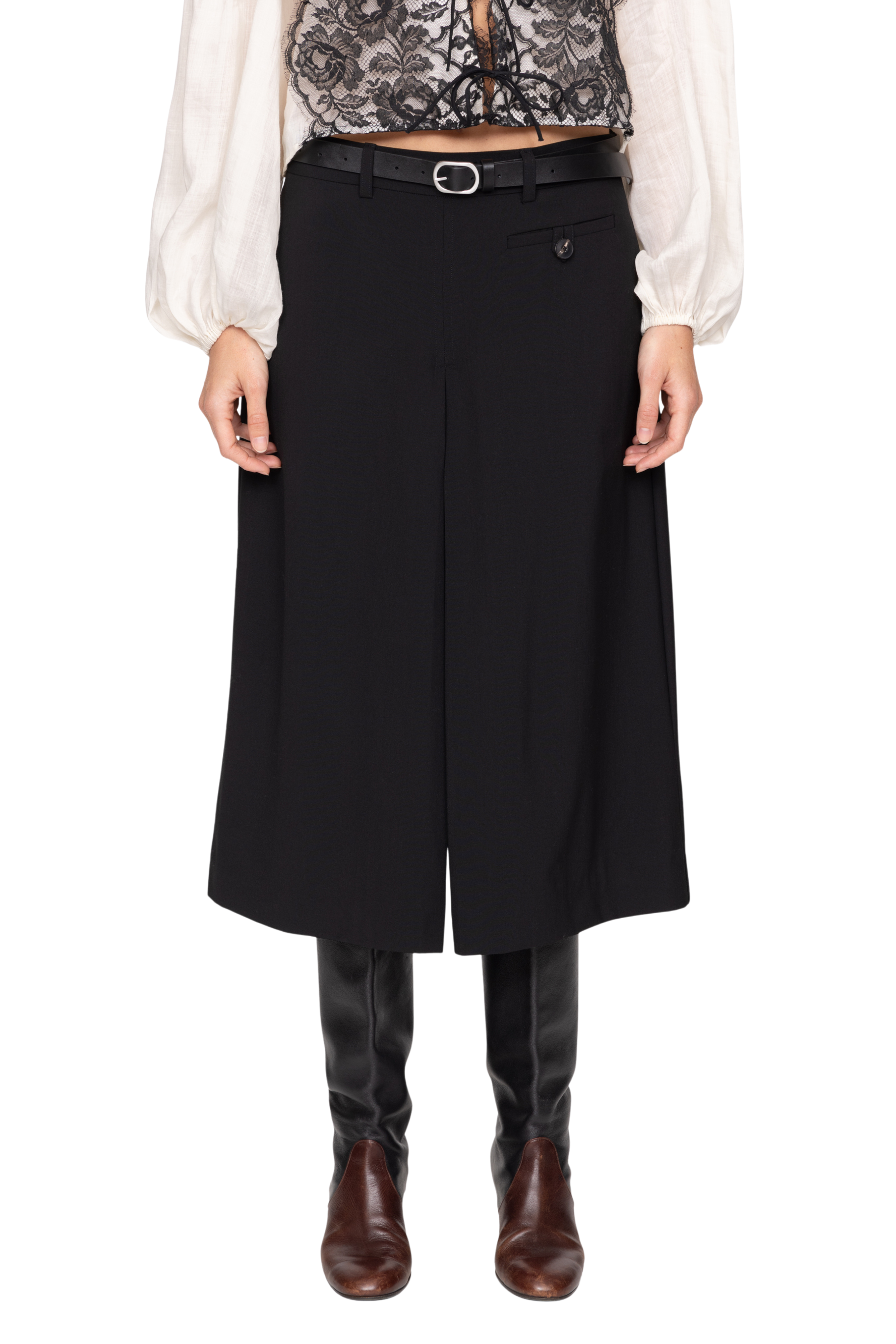 Adeline Wool Suiting Belted Culotte