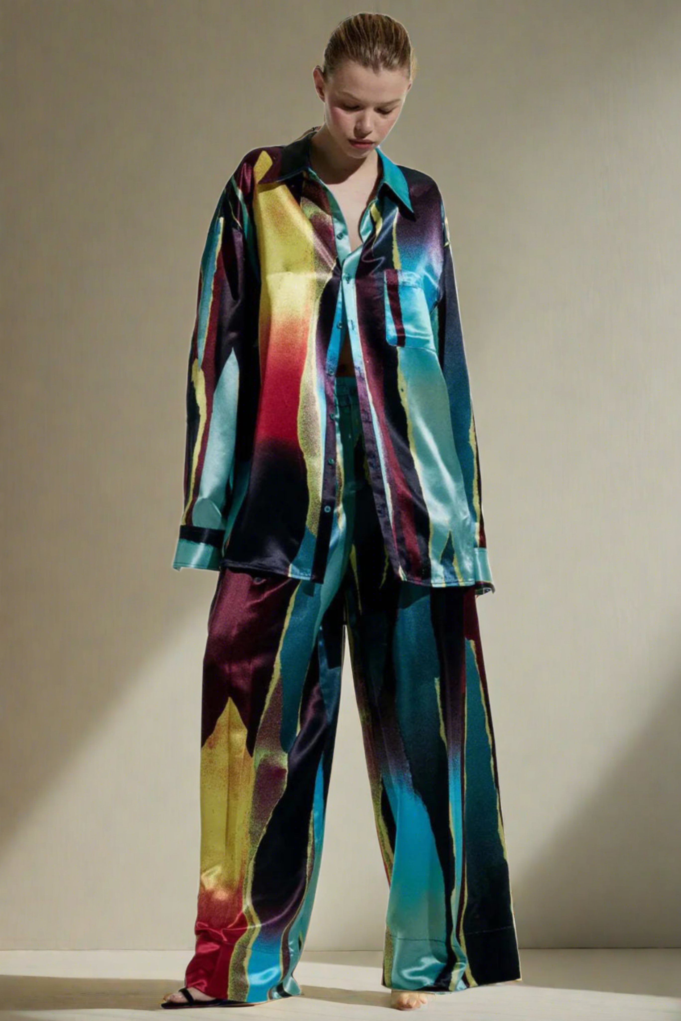 CHRISTOPHER JOHN ROGERS Wheatpaste Printed Satin Shirt
