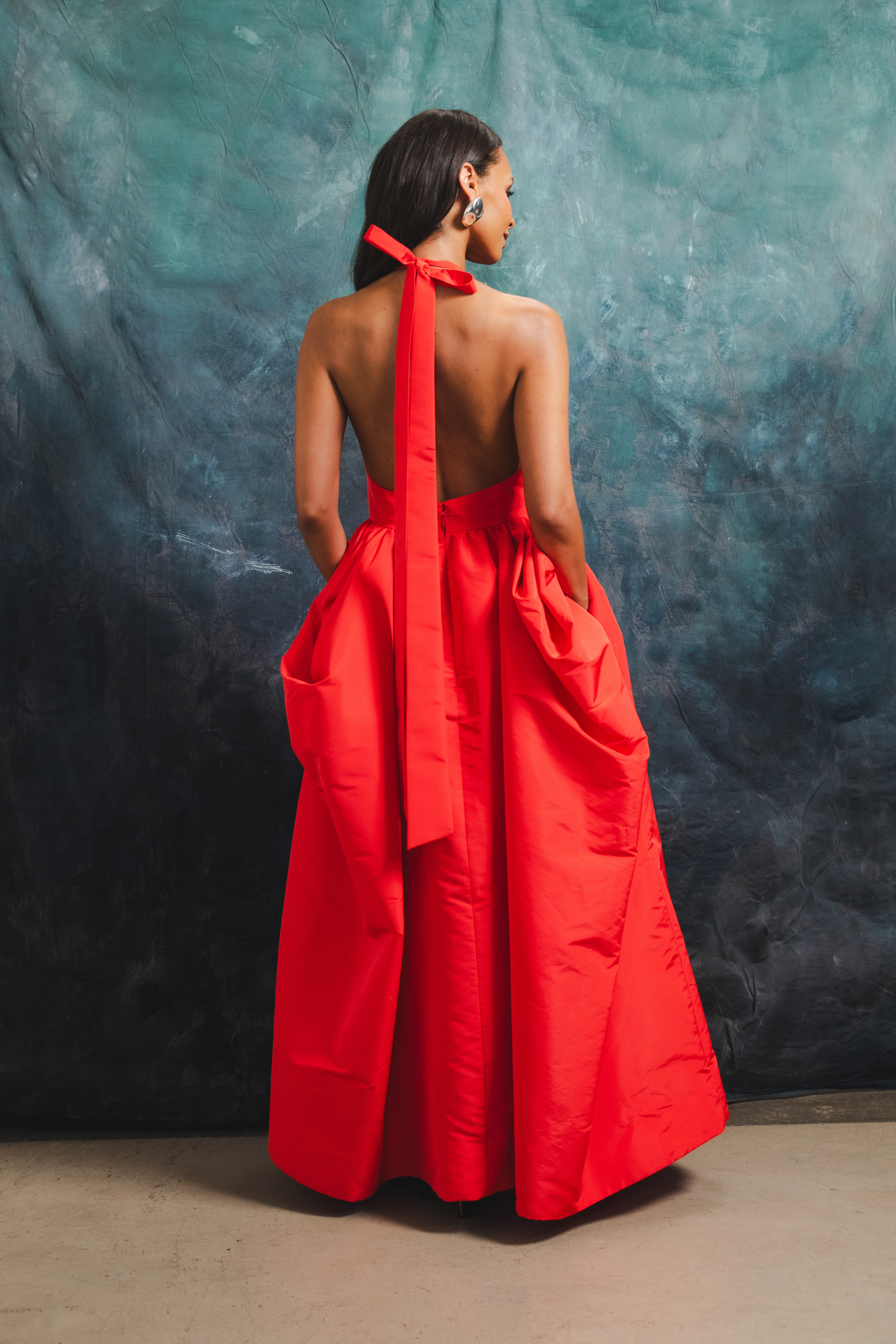 Silk Pleated Bust Umbrella Dress