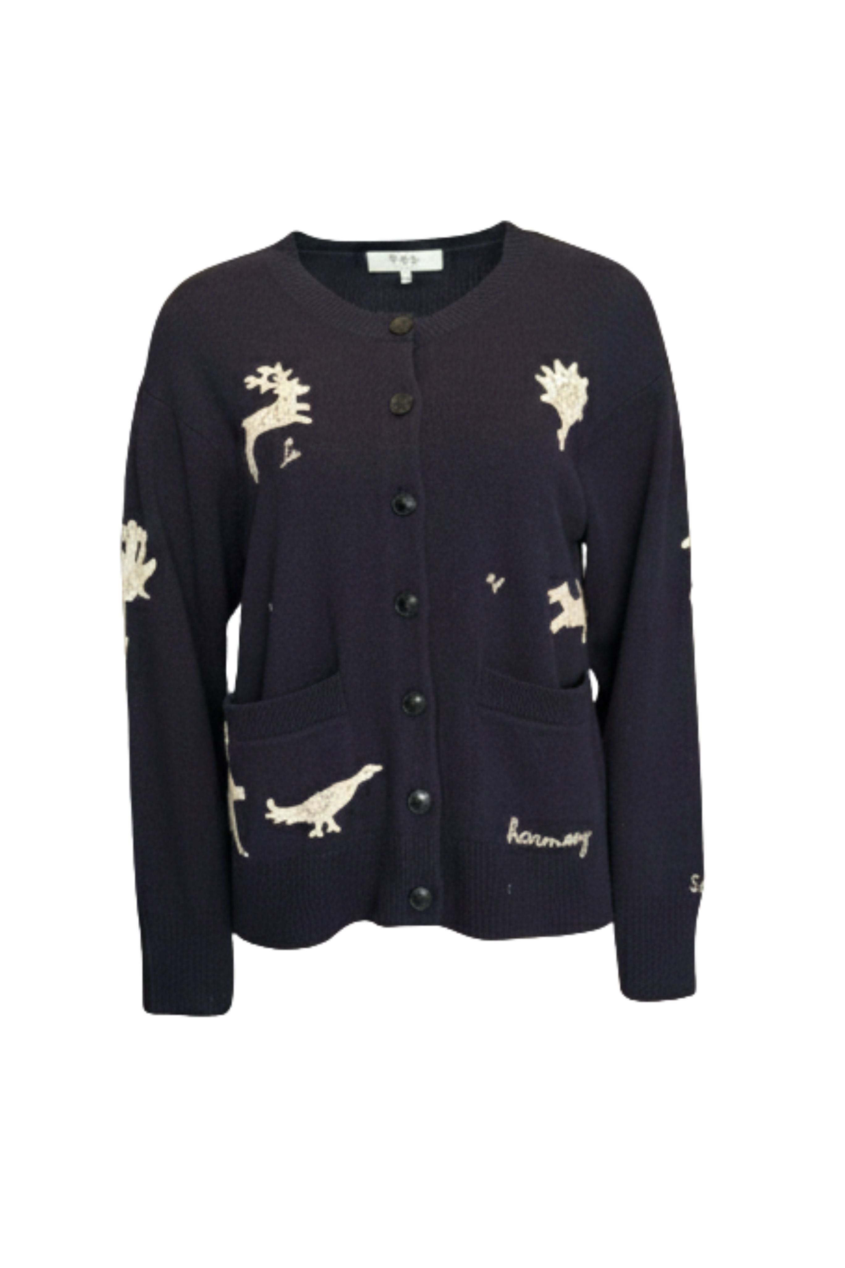 Mika Applique Cardigan - Navy