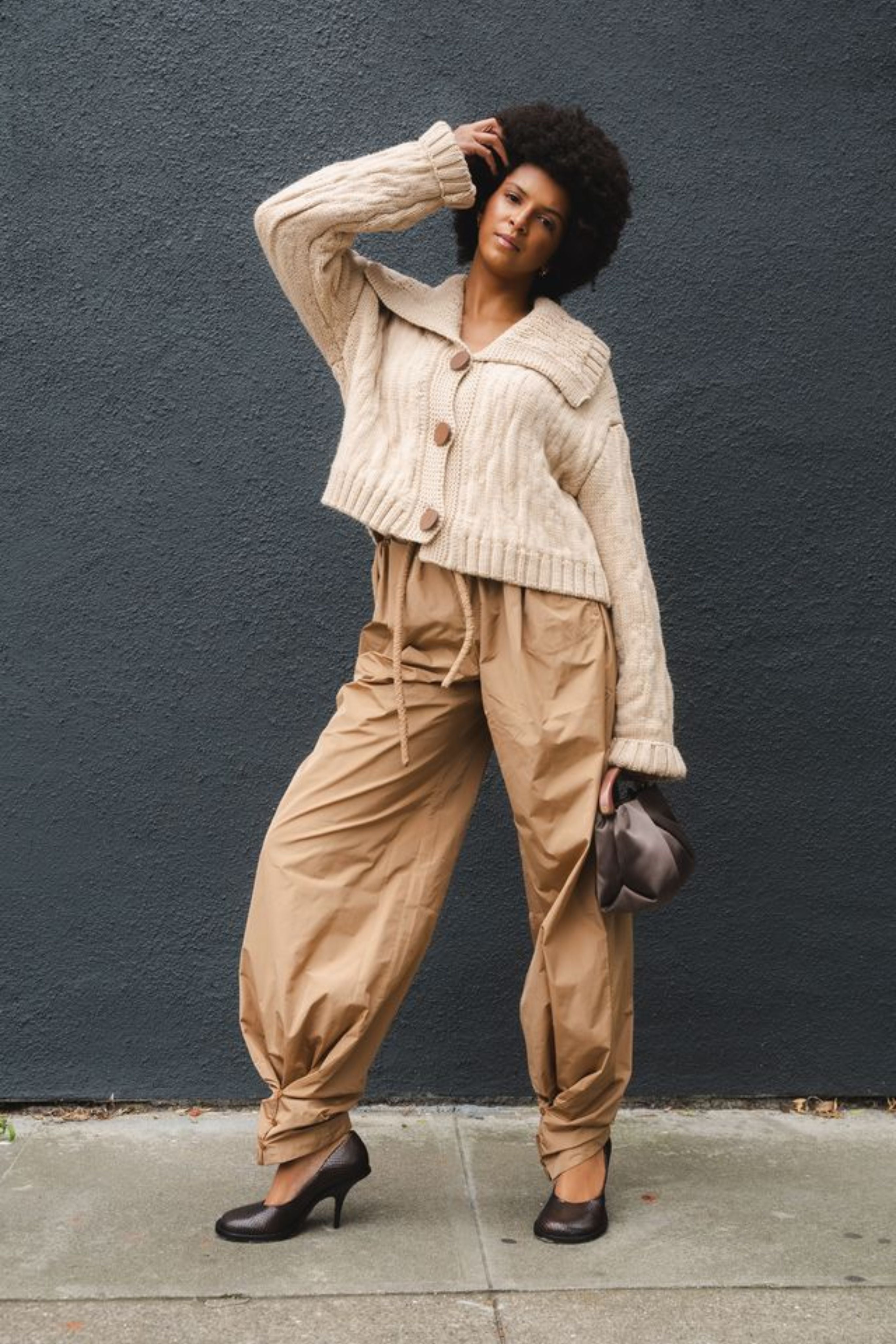 Wide Leg Trousers Pants in Tan