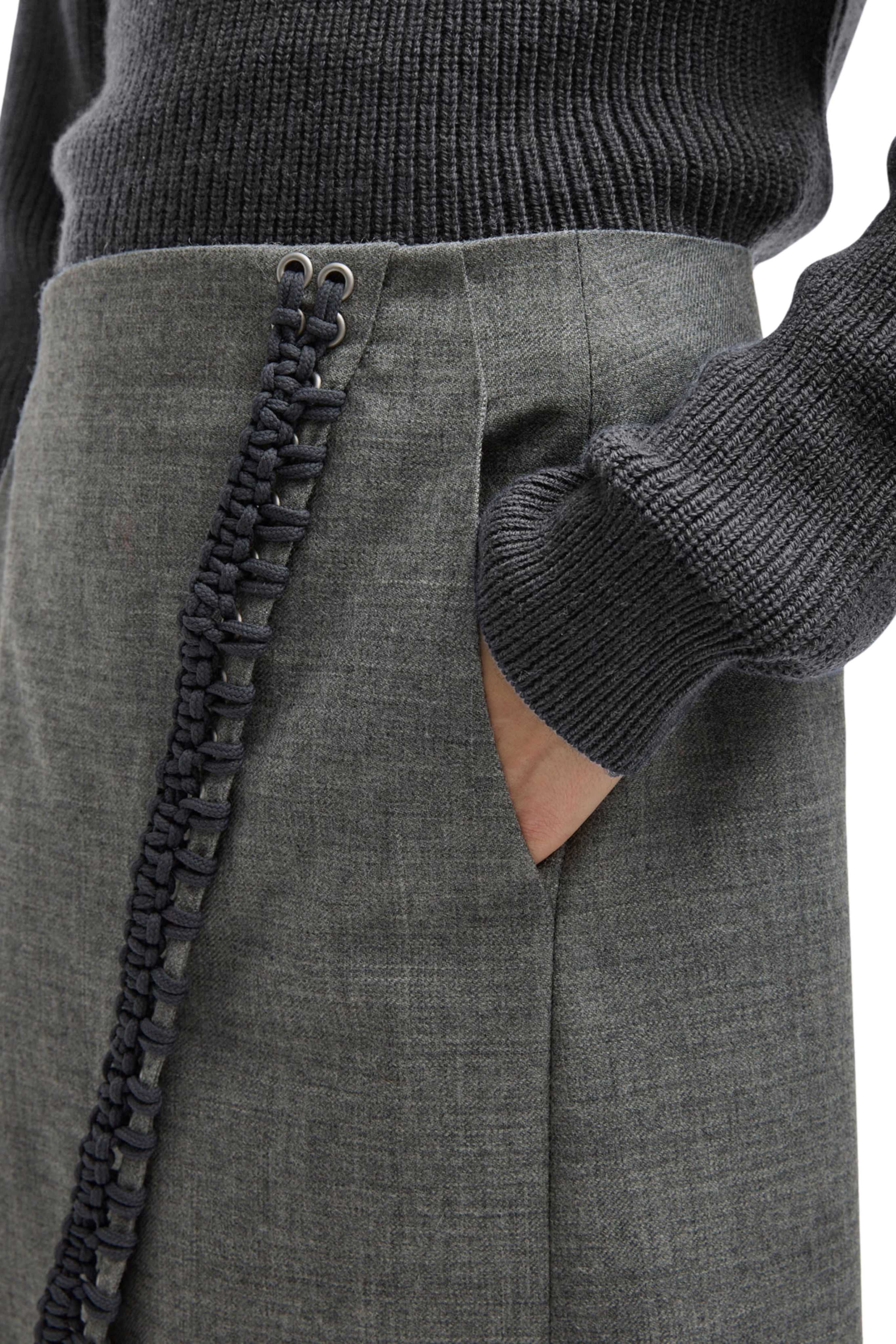 Techy Bonded Wool Crochet Trim Skirt