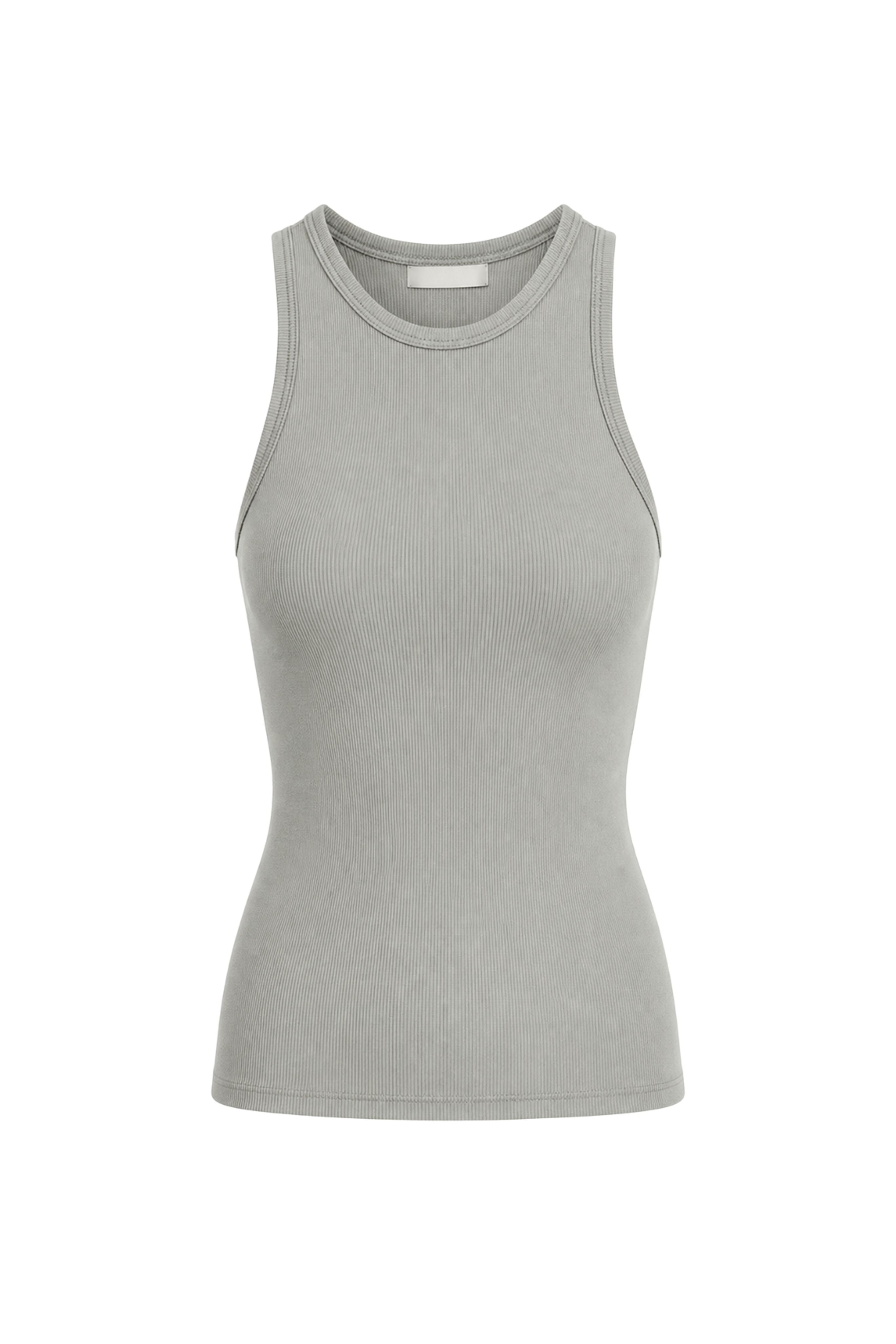 Circular Fine Rib T Tank - Pumice Grey