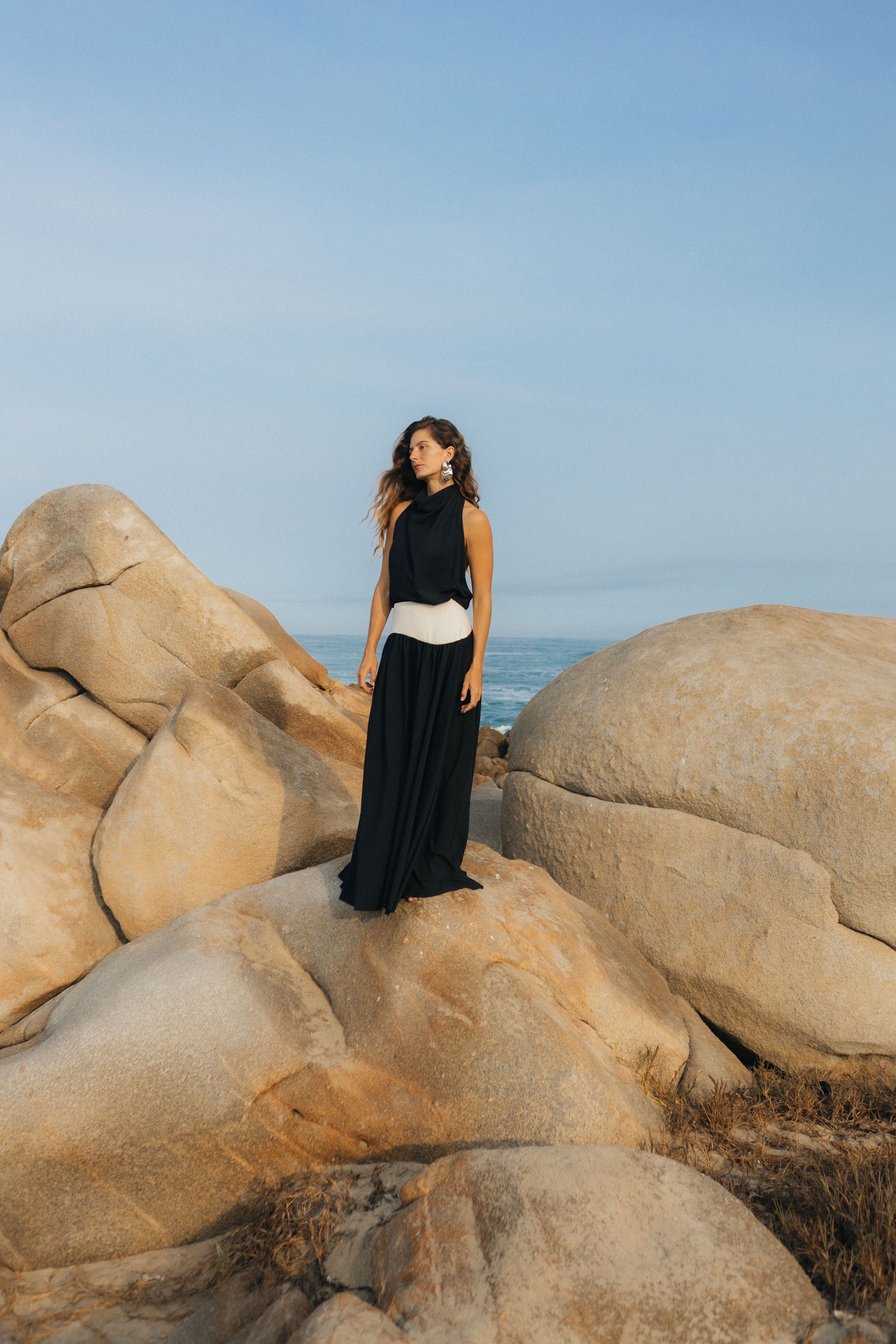 Crepe Long Wave Skirt