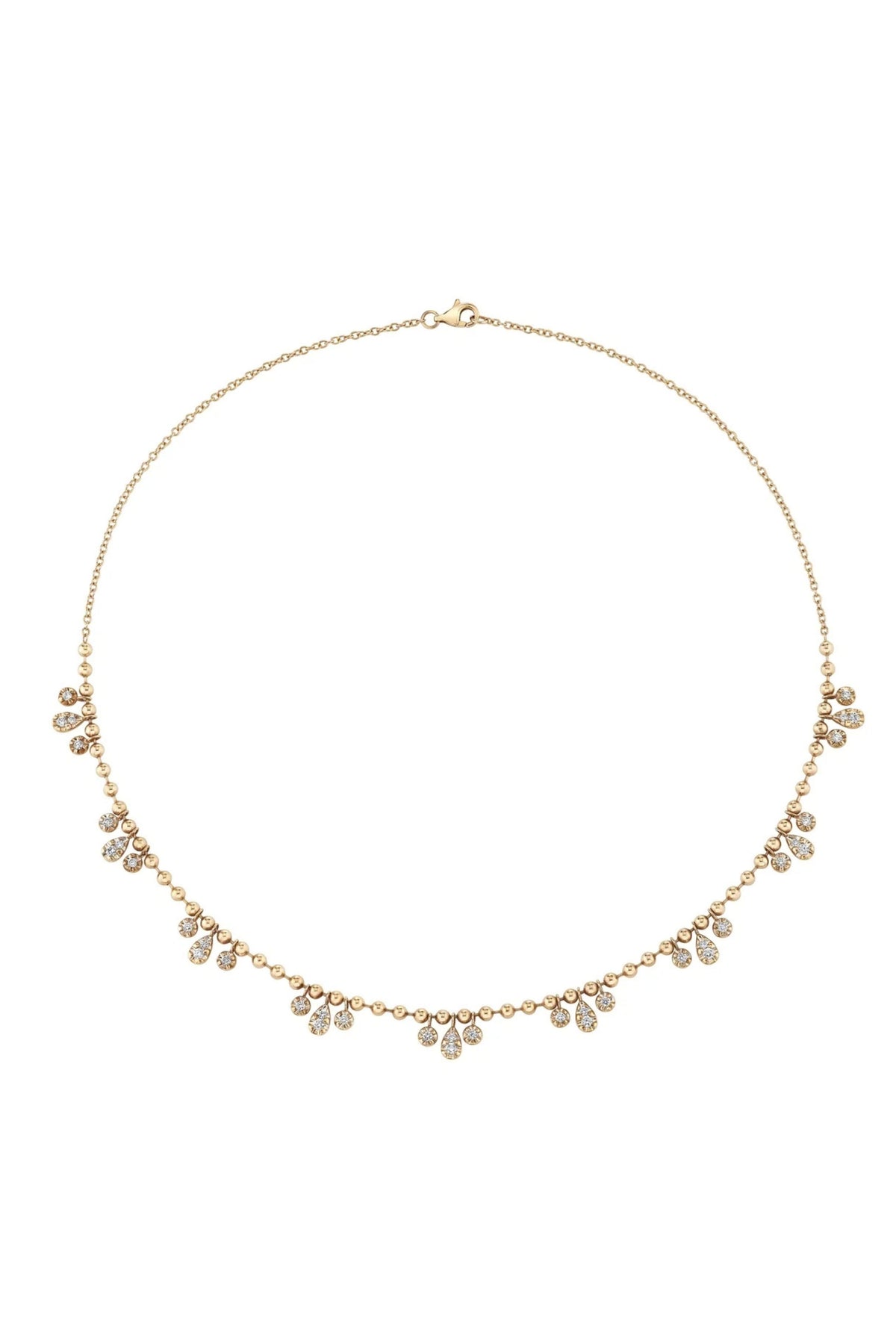 Trio Diamond Droplet Beaded Necklace