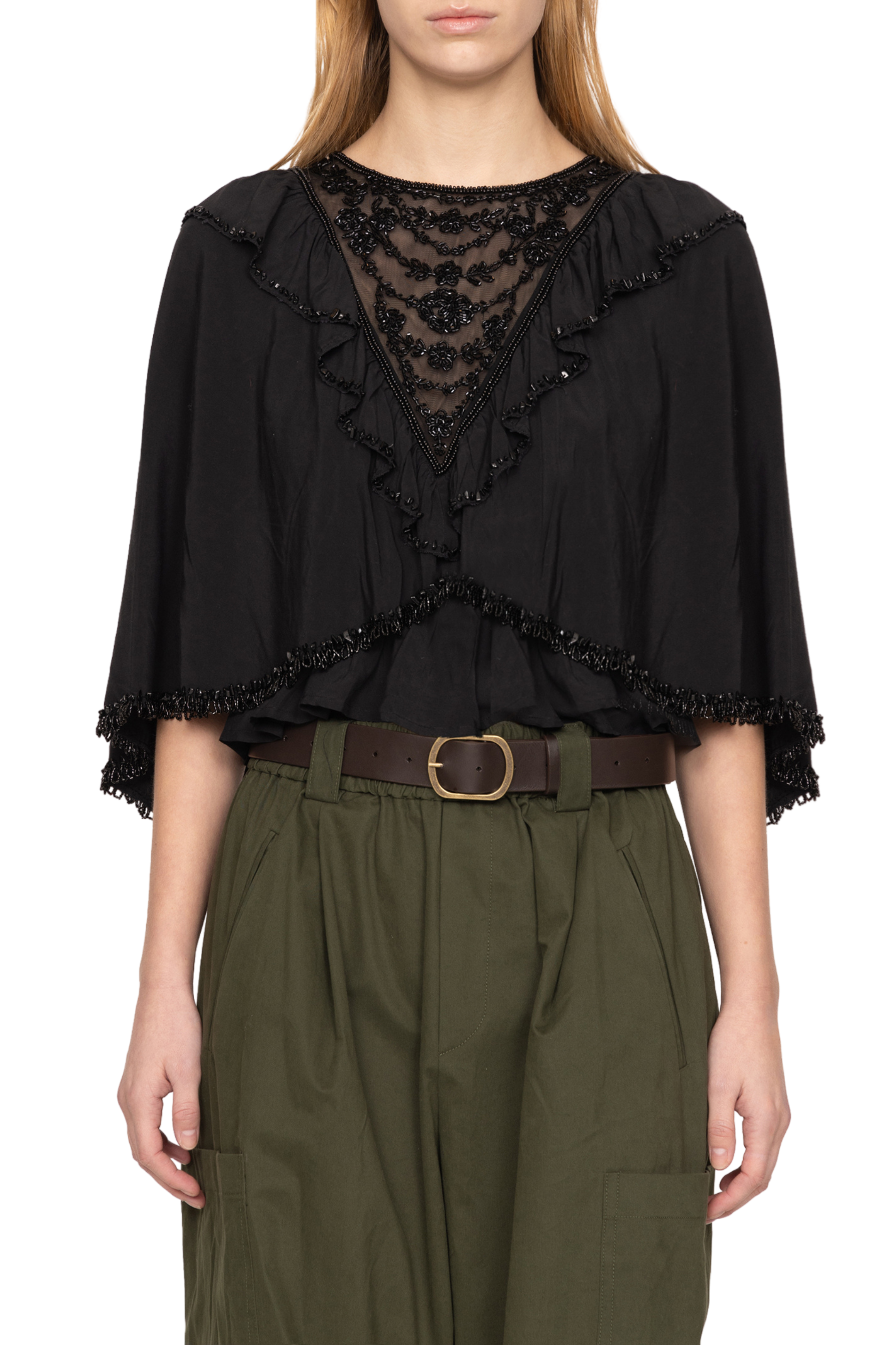 Shanna Lace Beaded Capelet Top