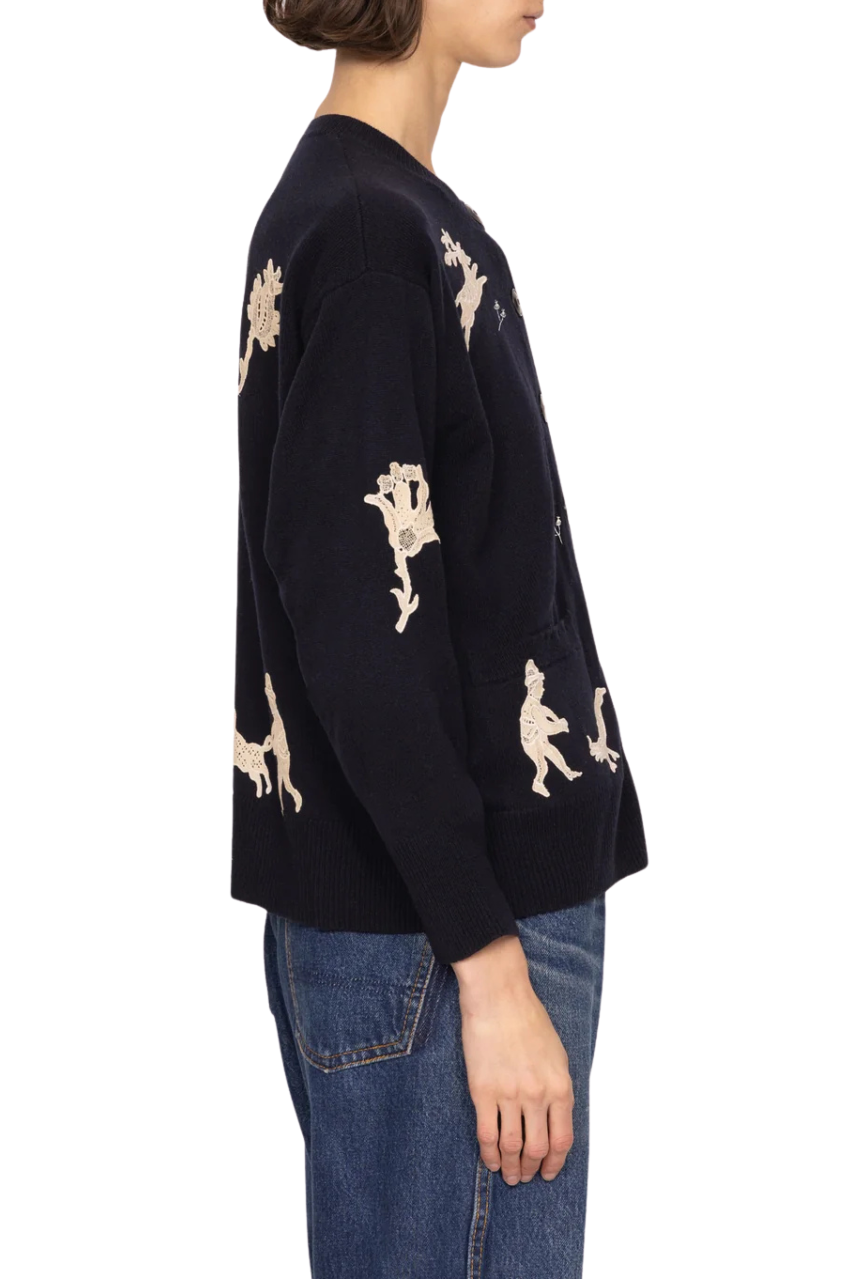 Mika Applique Cardigan - Navy