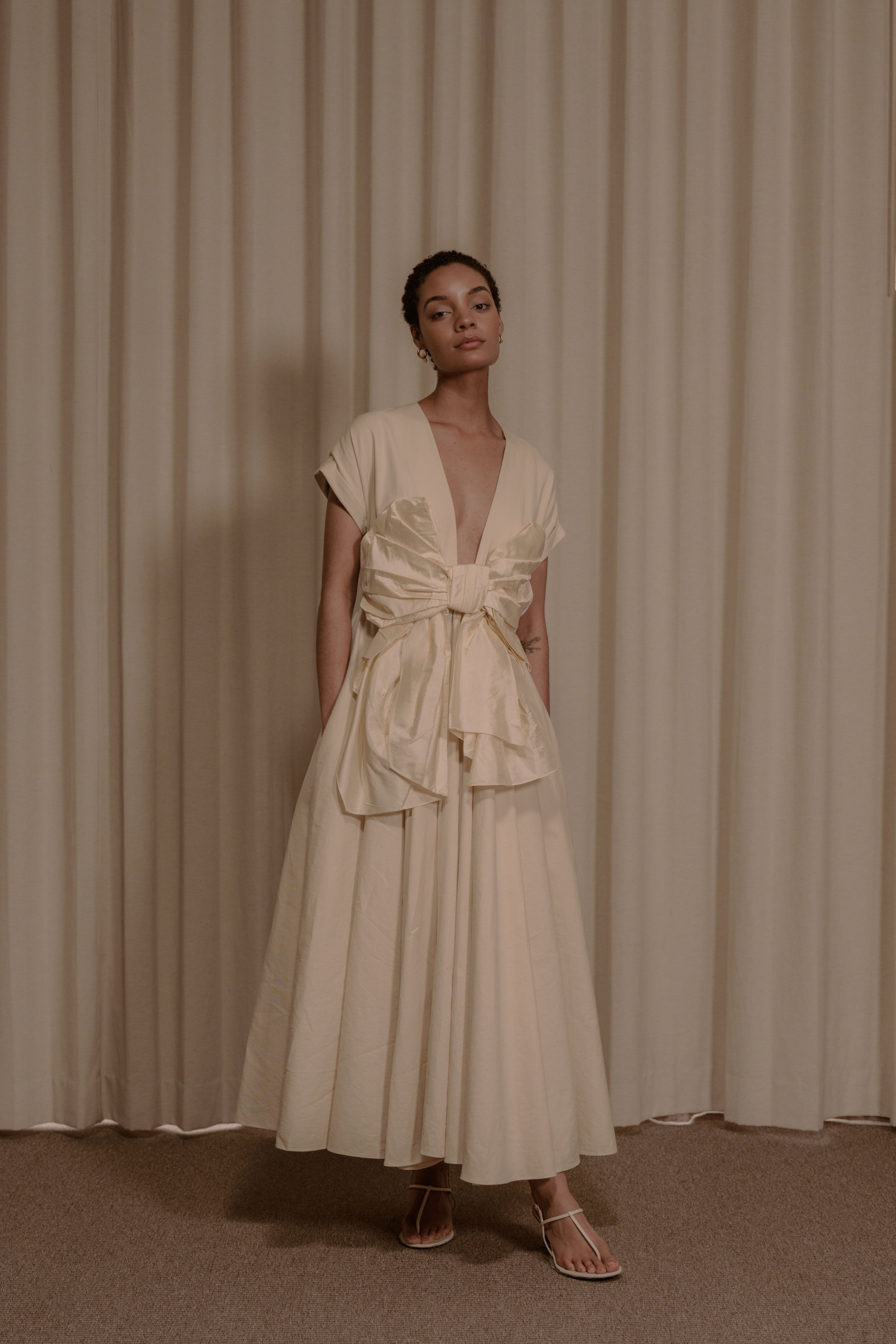 Crushed Bow Dress