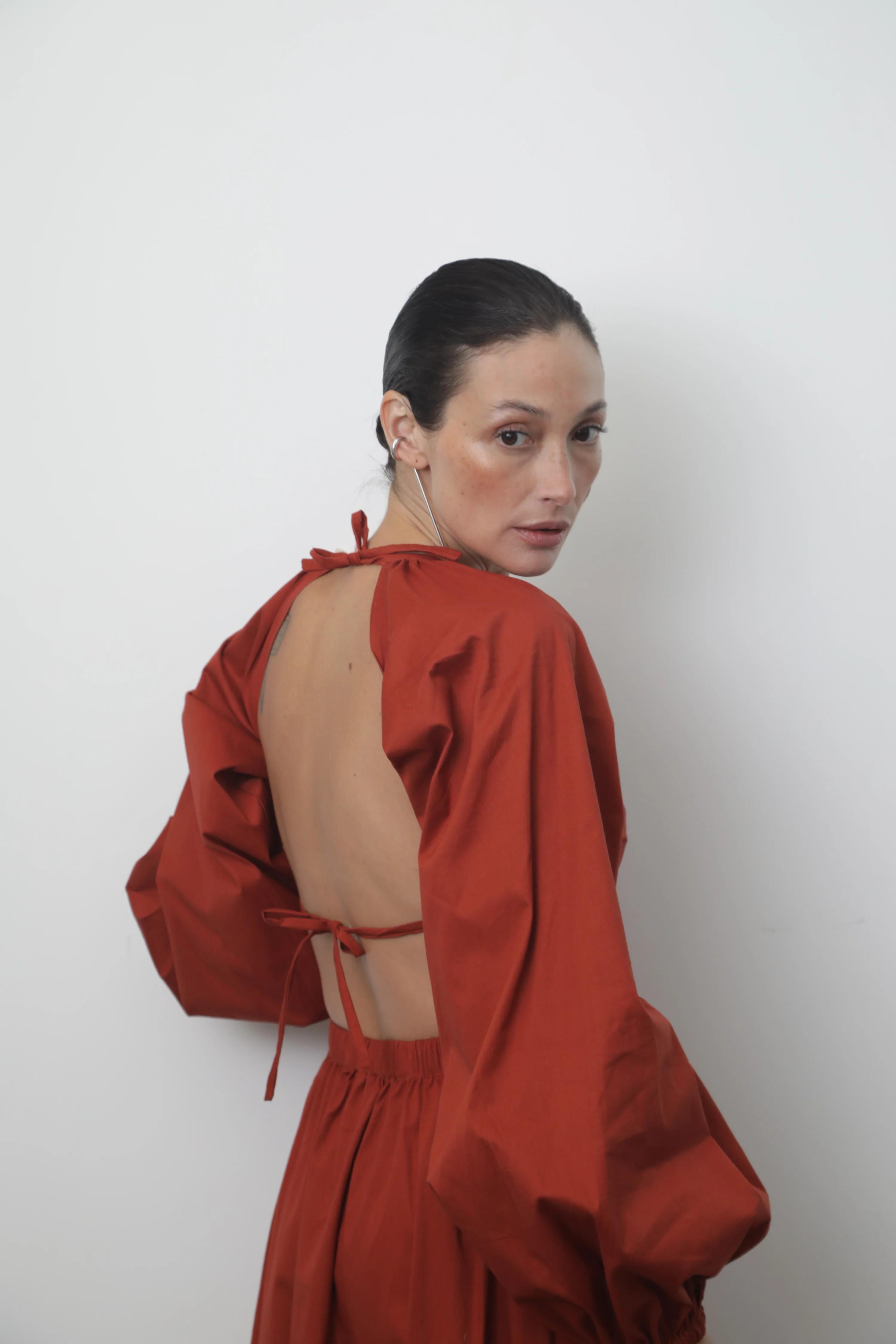The Tie Back Dress in Copper