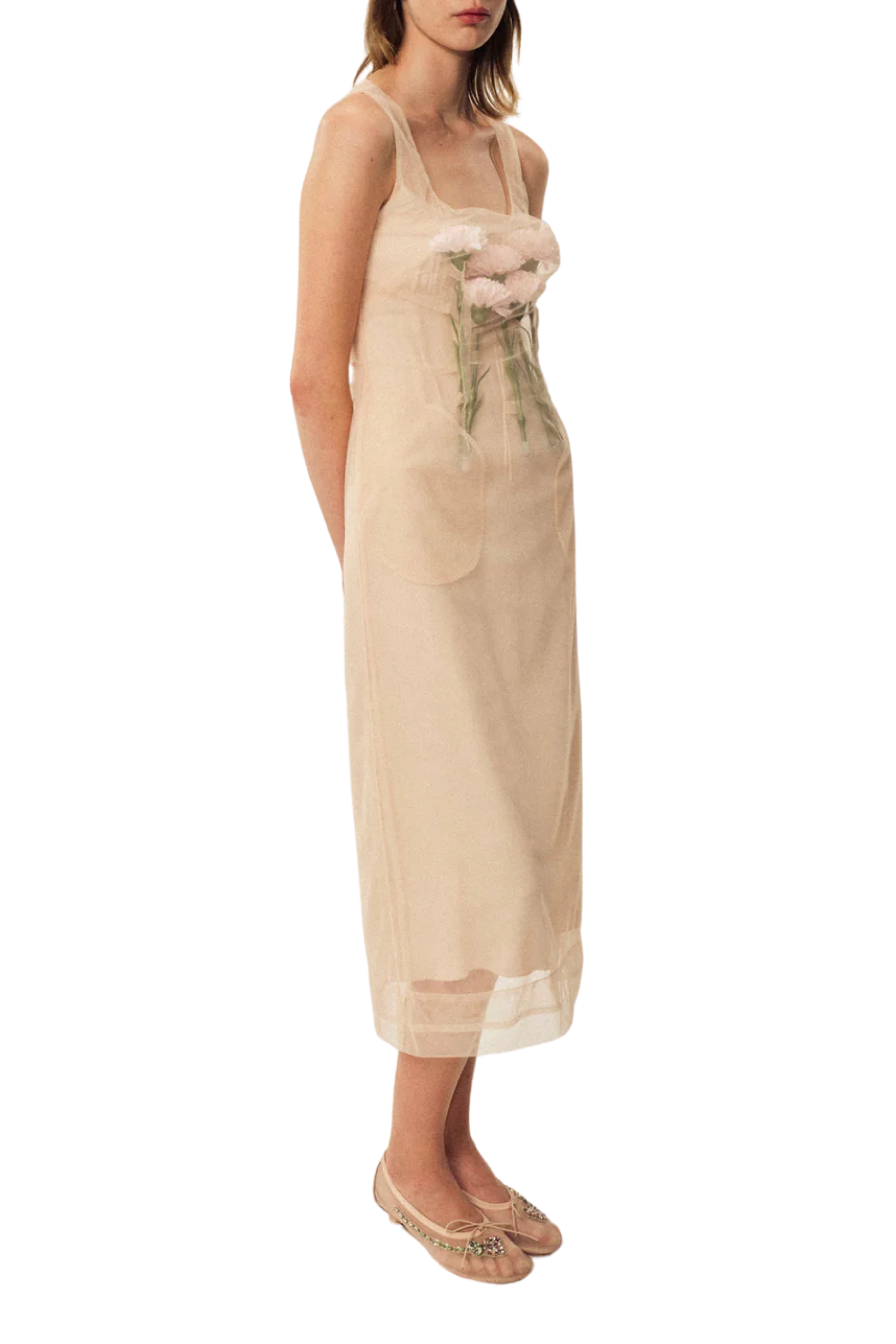 Stuffed Carnation Square Neck Dart Dress