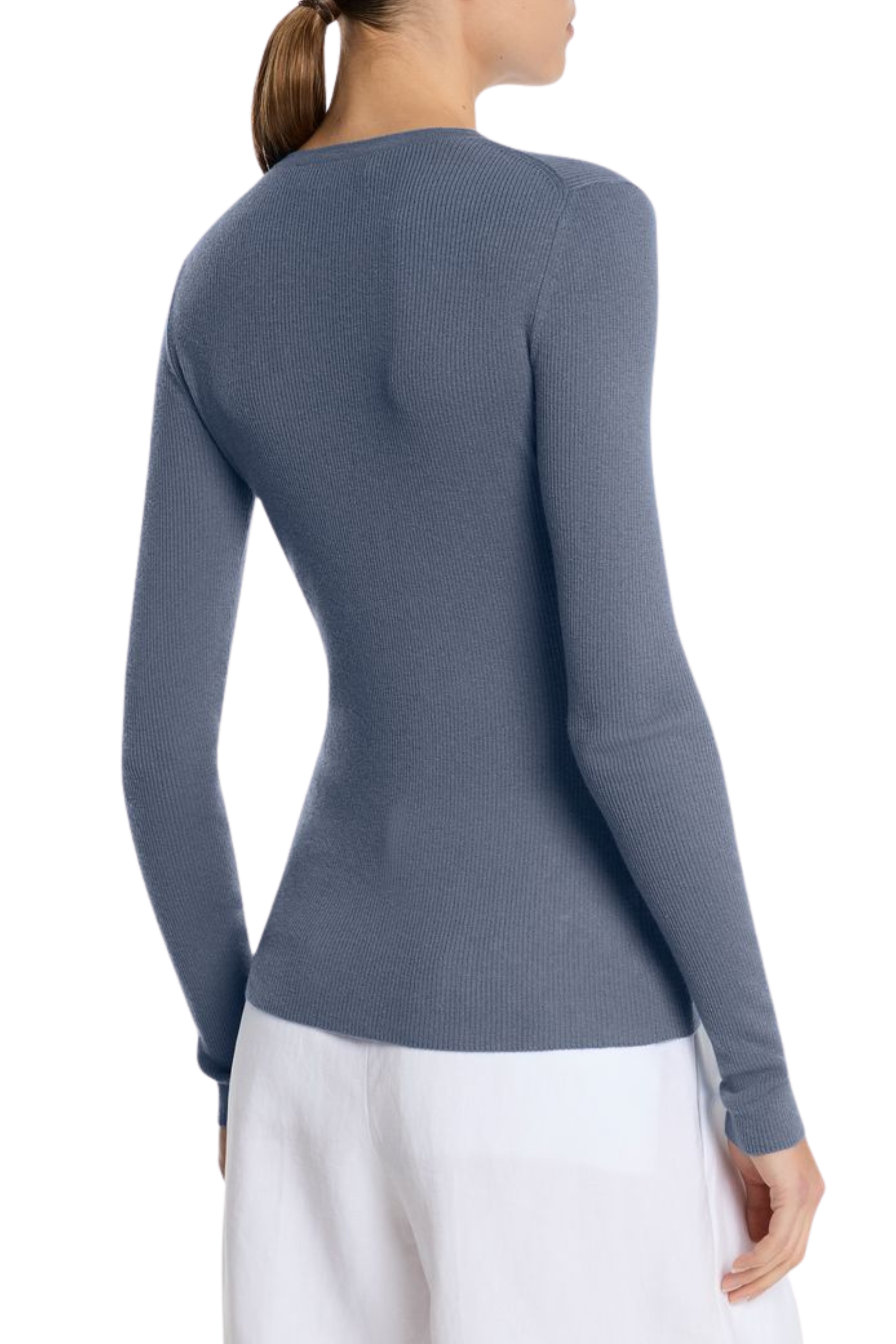 Hutton Ribbed Crewneck Pullover in Steel