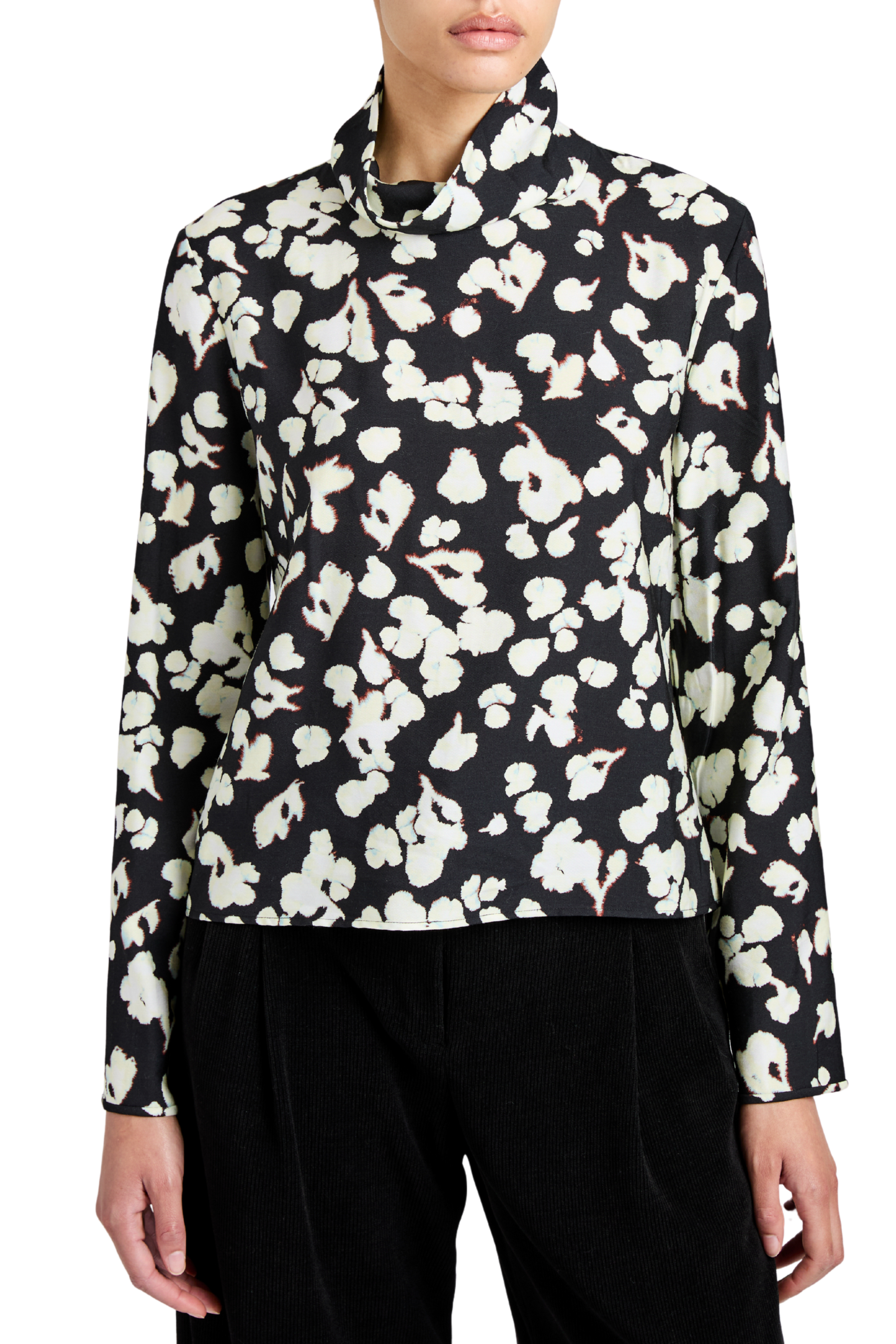 Ansel Top In Printed Soft Twill