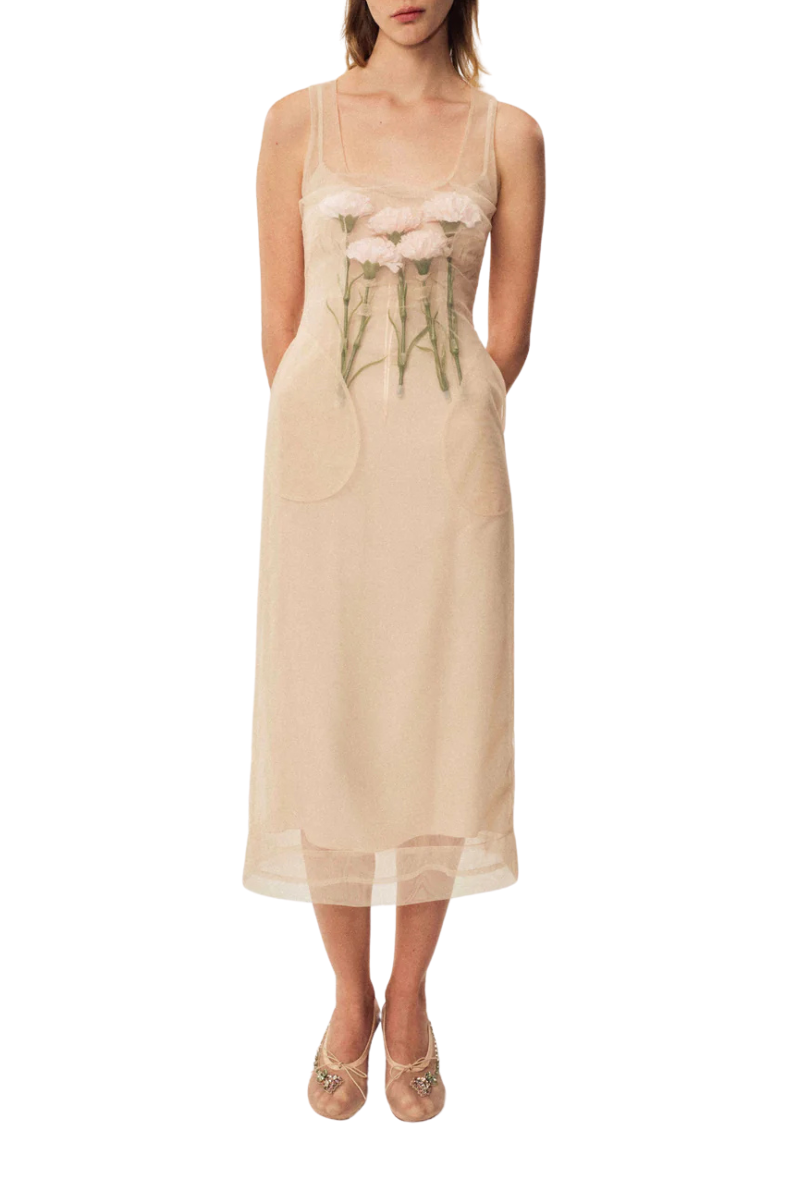 Stuffed Carnation Square Neck Dart Dress