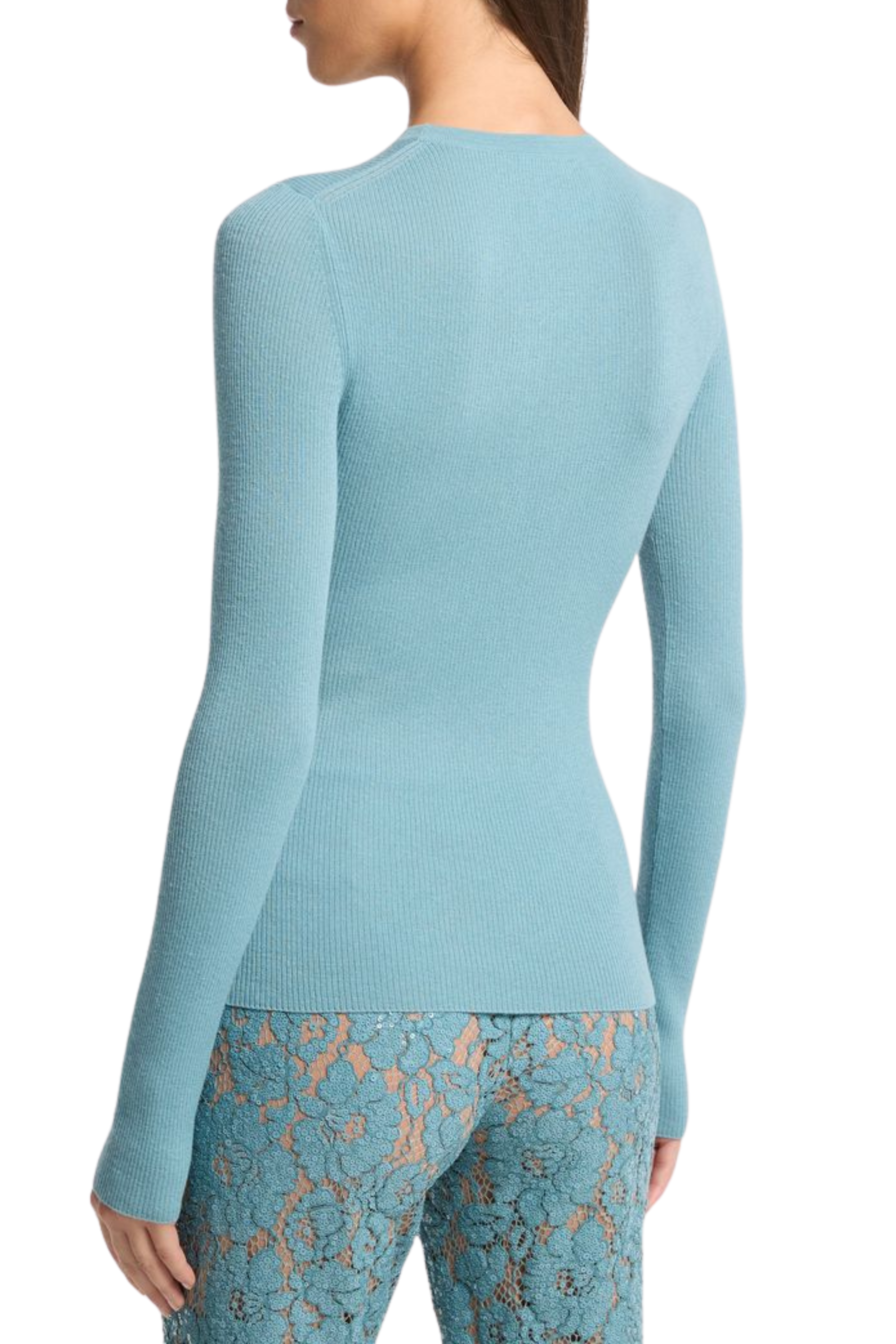 Hutton Ribbed Crewneck Pullover in Seaglass