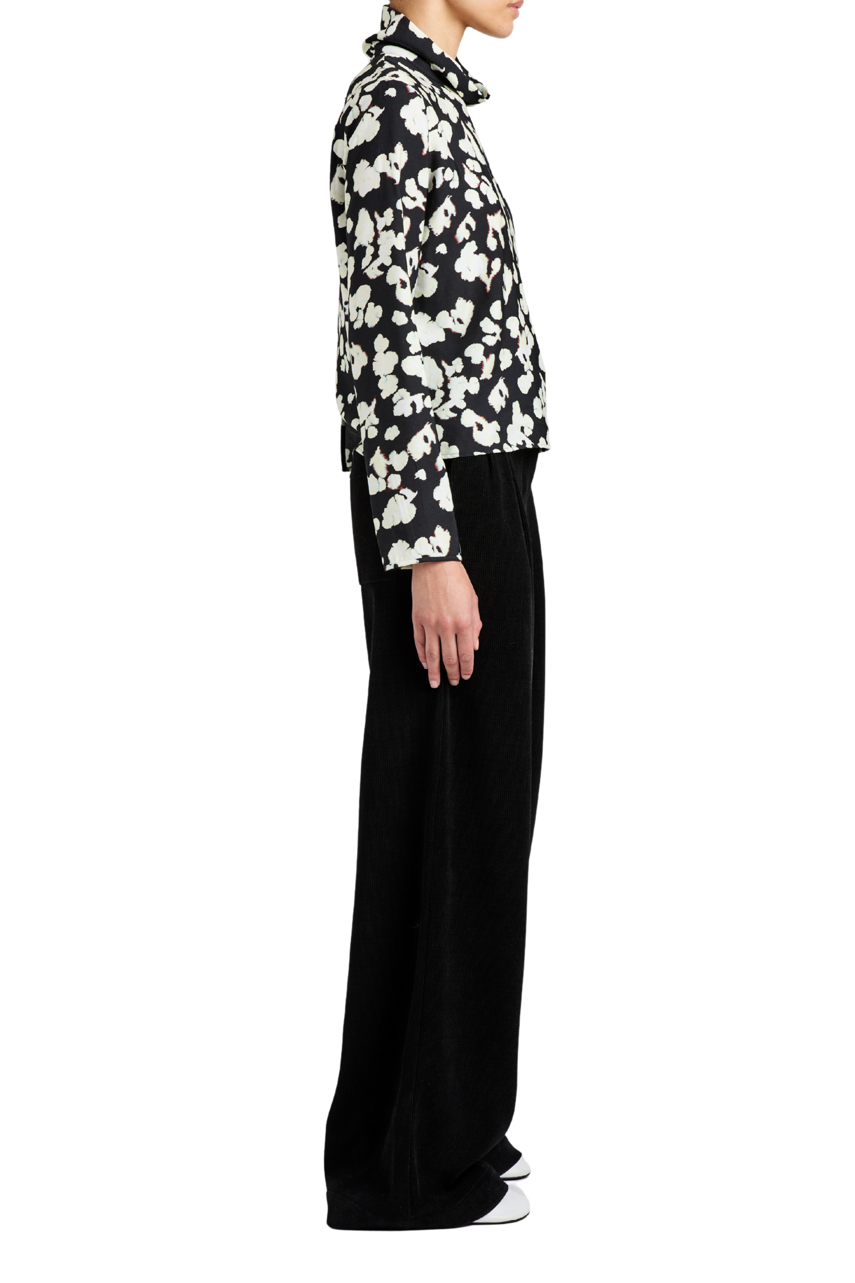 Ansel Top In Printed Soft Twill