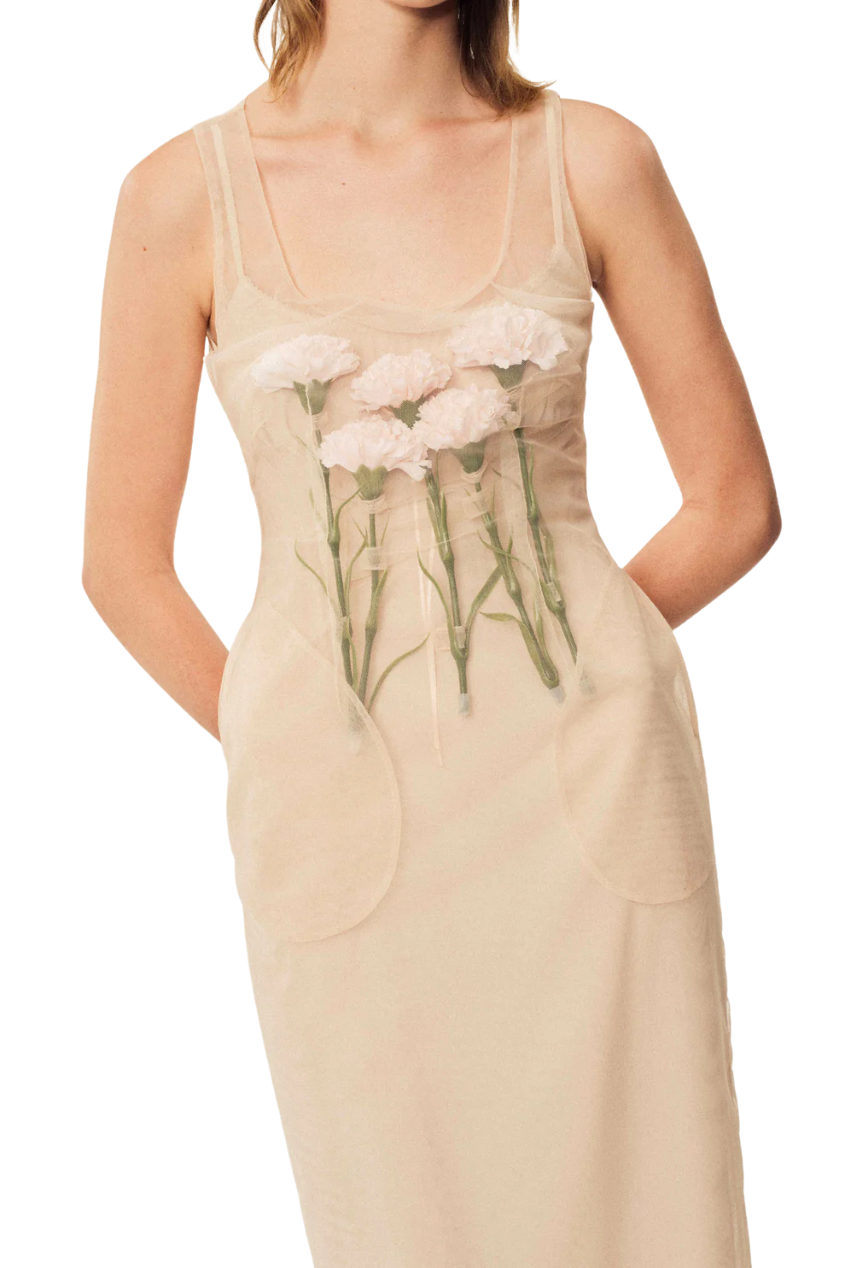 Stuffed Carnation Square Neck Dart Dress