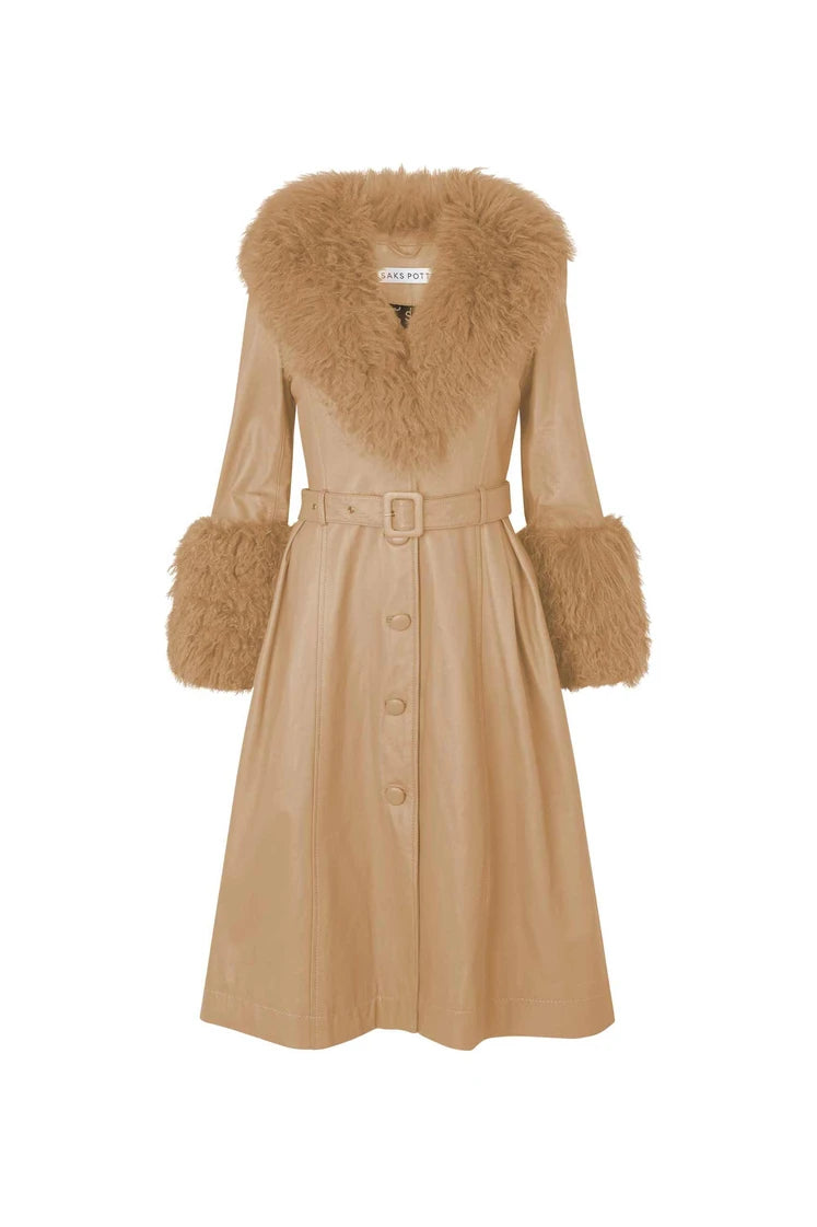 Foxy Sherling Coat in Beige