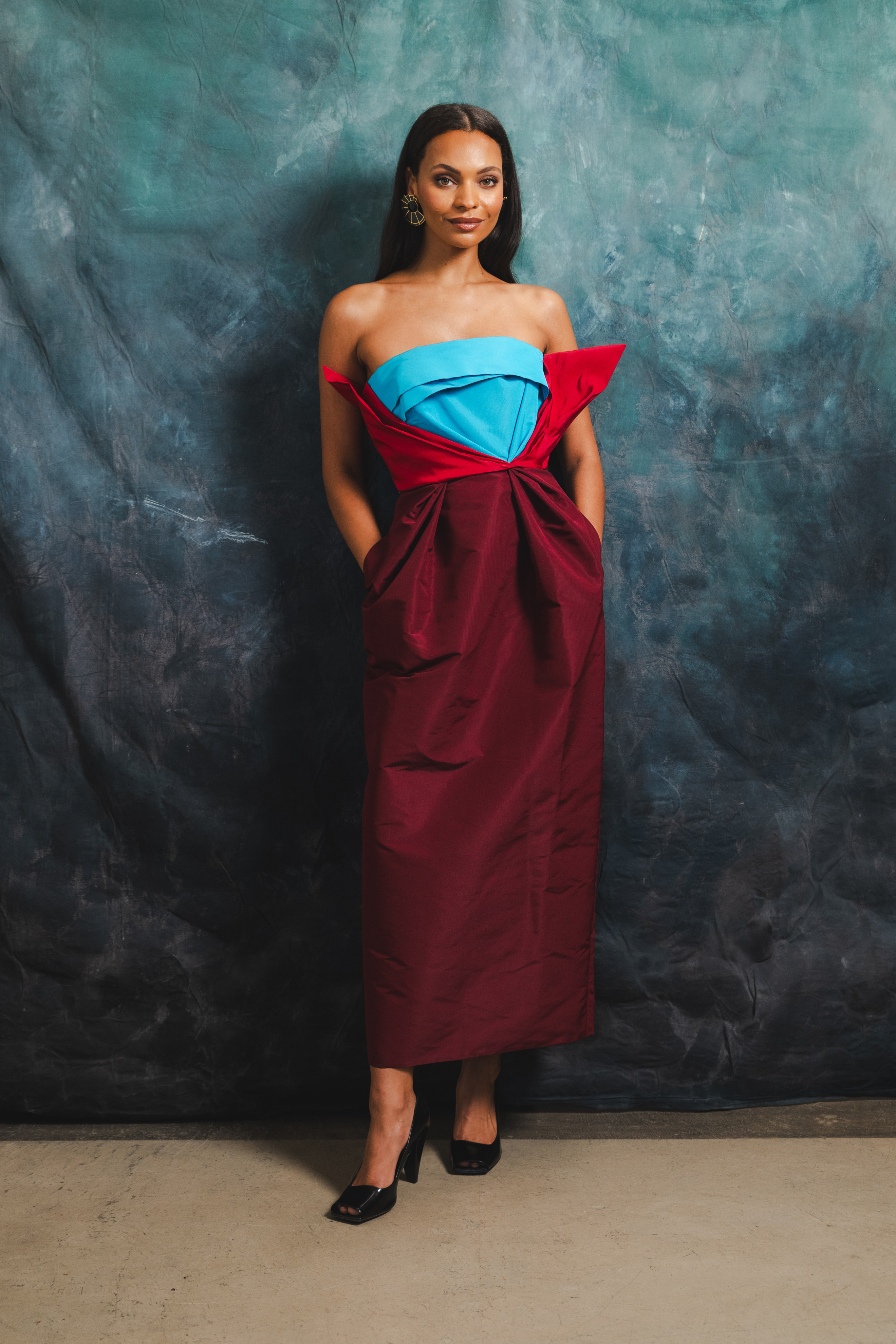 Silk Peel Strapless Tulip Dress