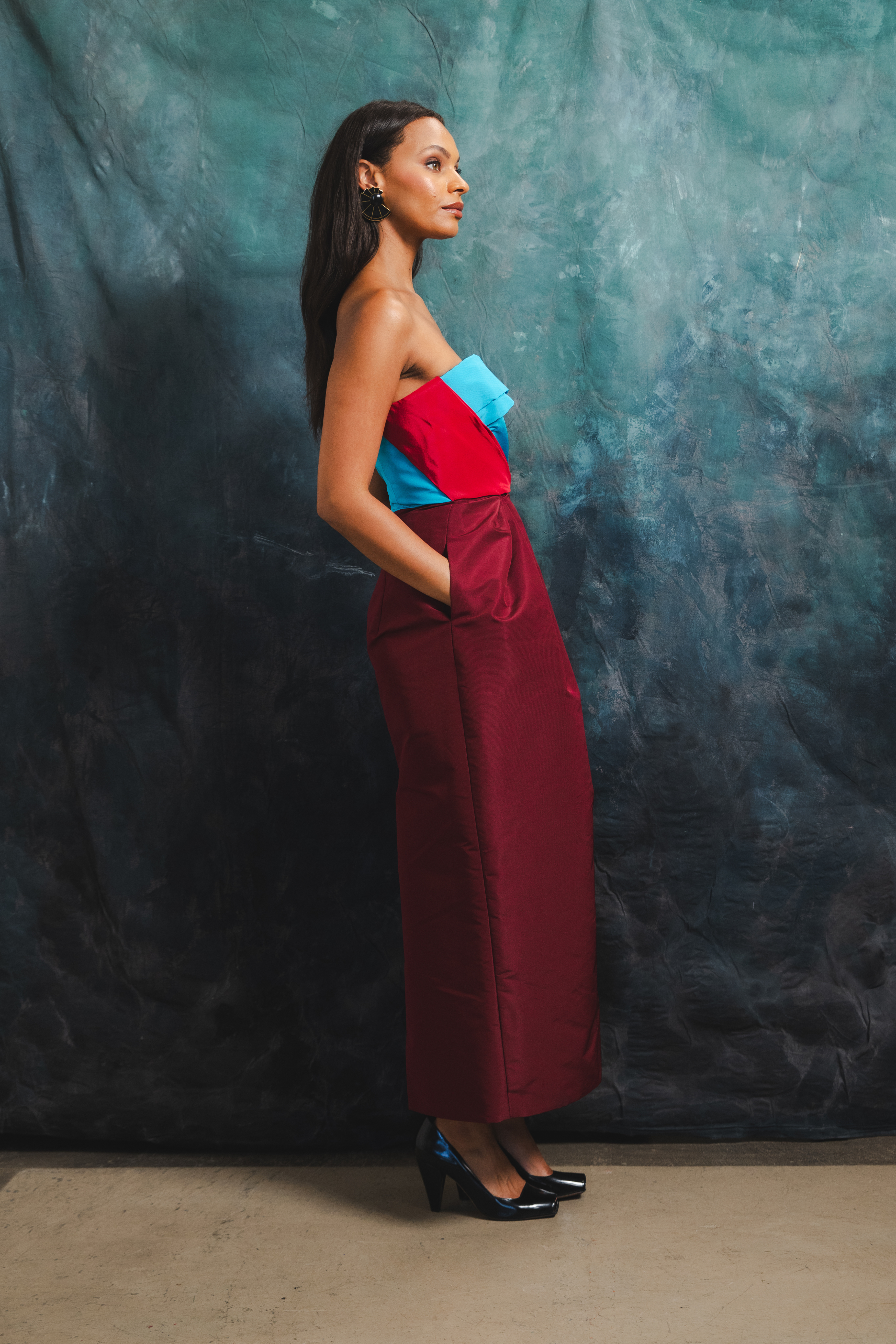 Silk Peel Strapless Tulip Dress