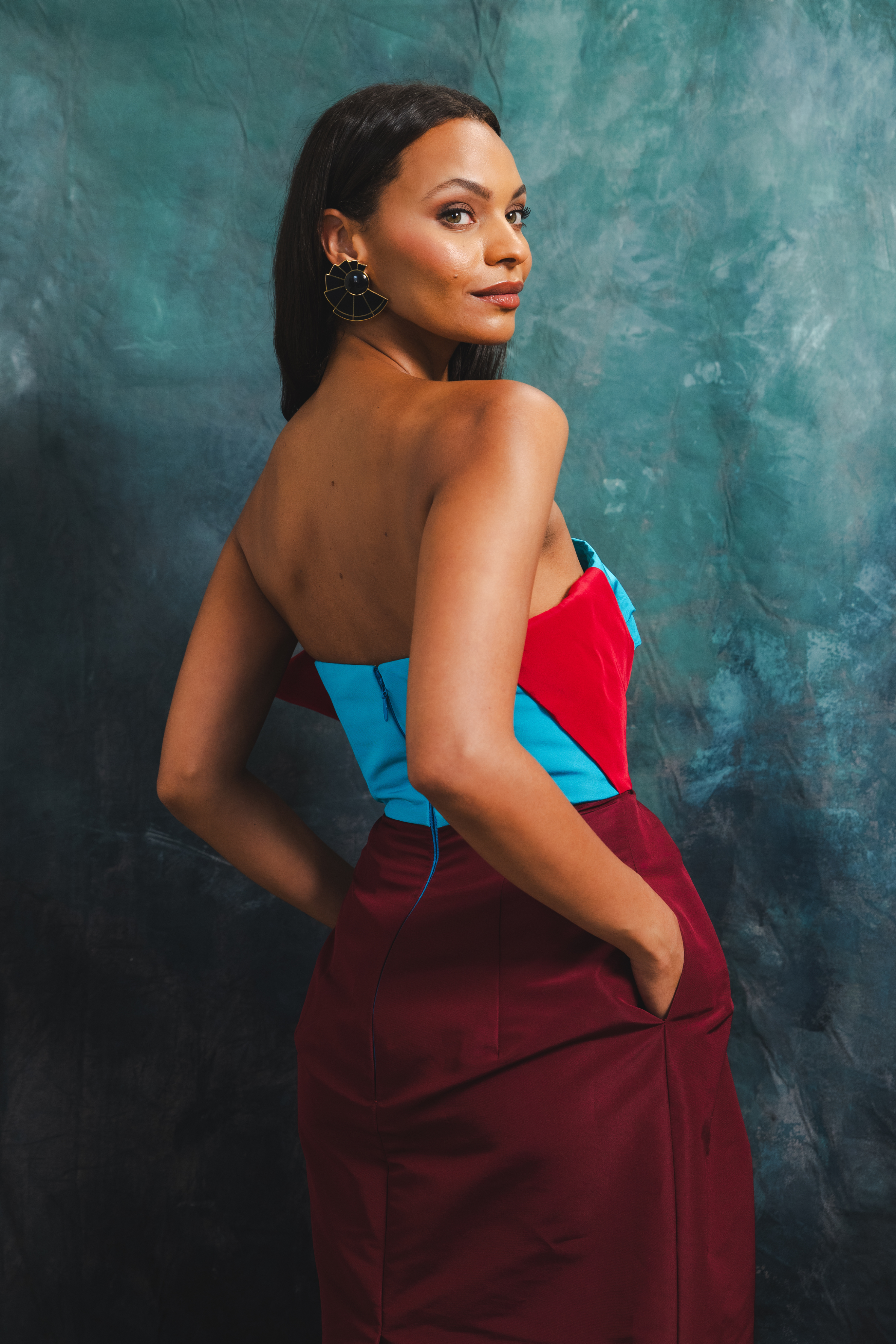 Silk Peel Strapless Tulip Dress