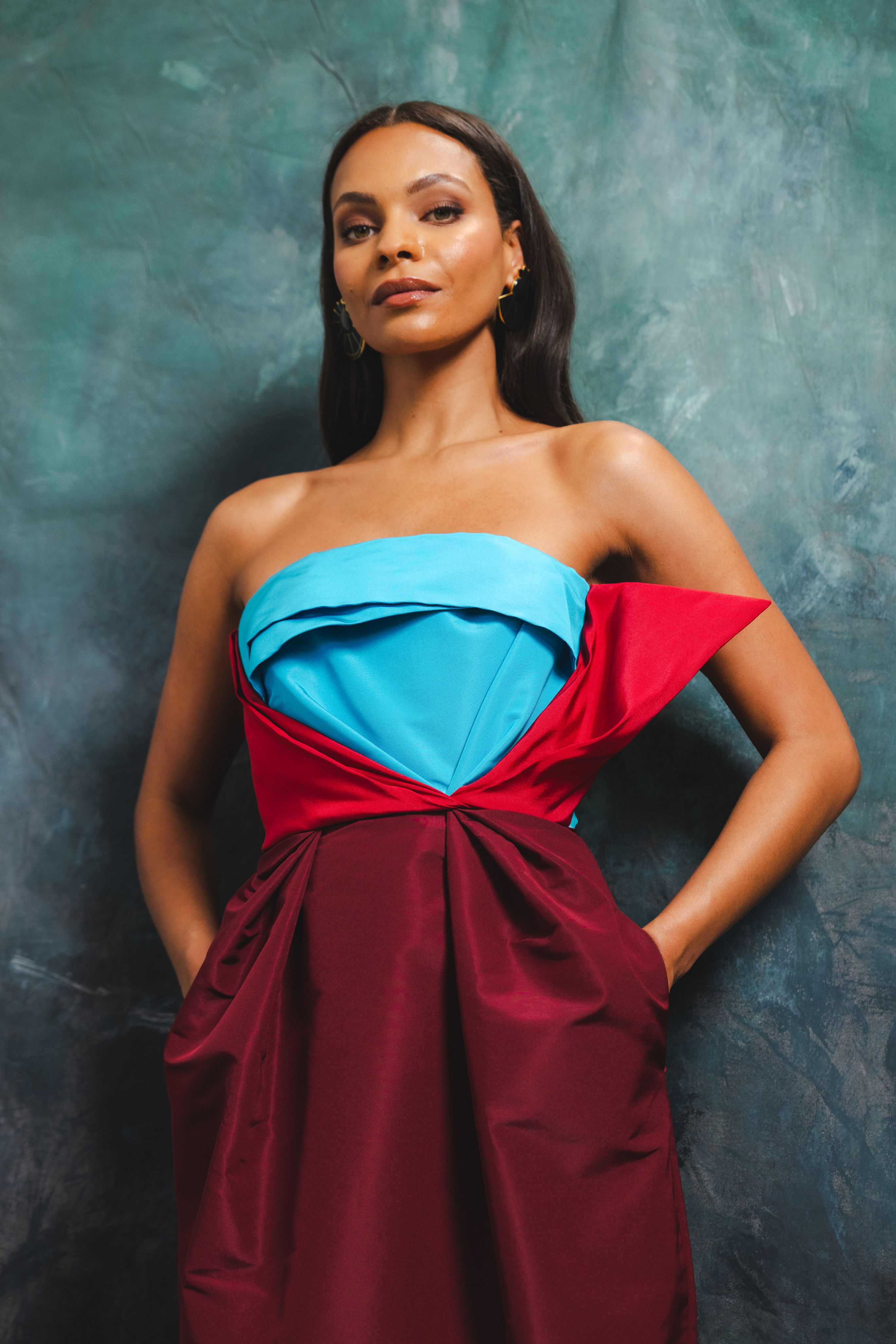 Silk Peel Strapless Tulip Dress