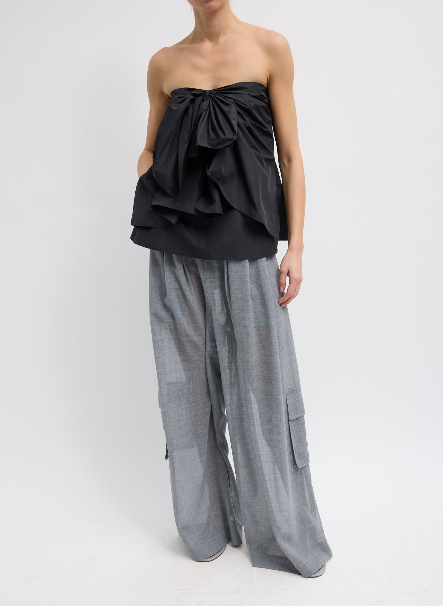 ITALIAN SPORTY NYLON STRAPLESS TOP