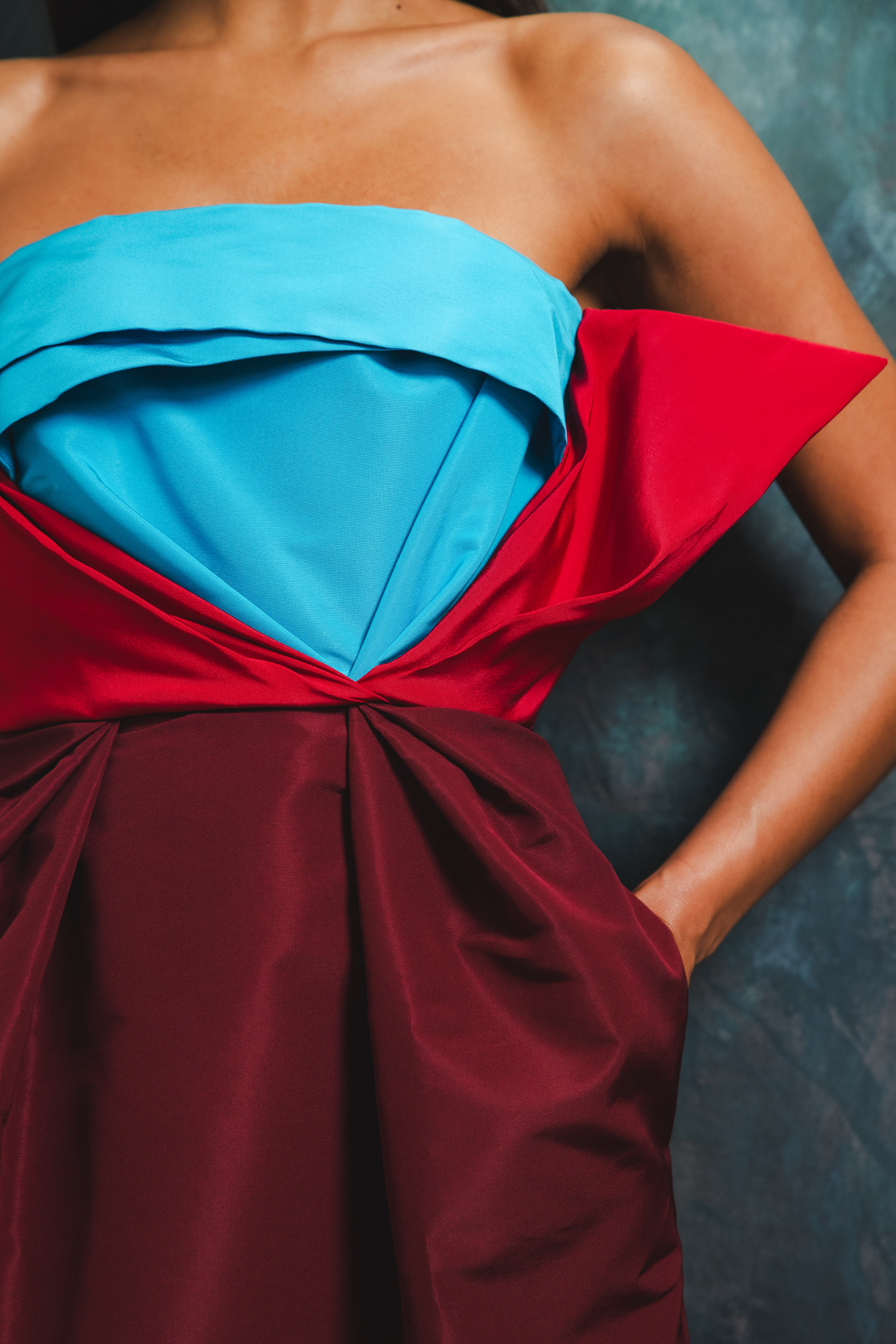 Silk Peel Strapless Tulip Dress