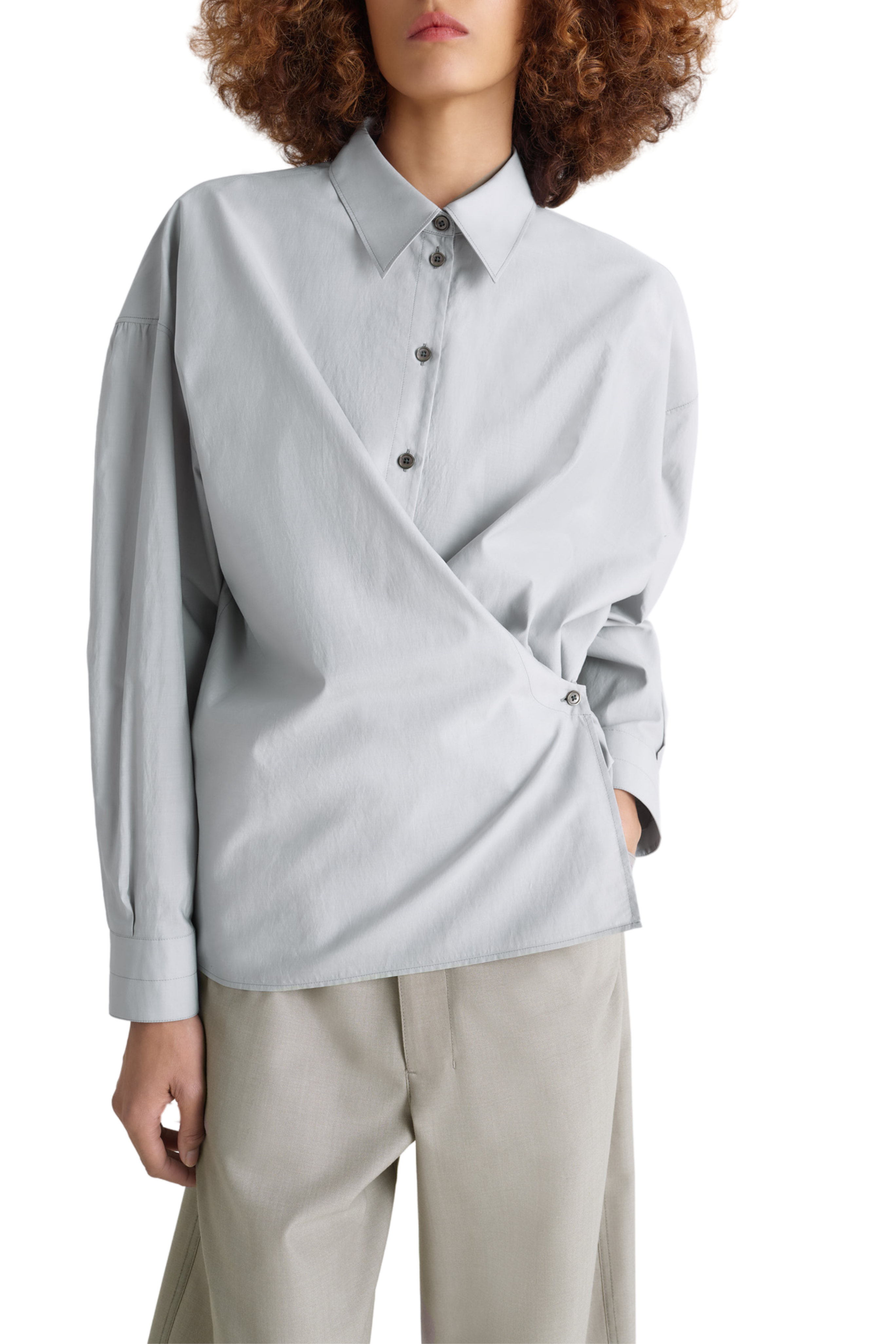 Straight Collar Twisted Shirt
