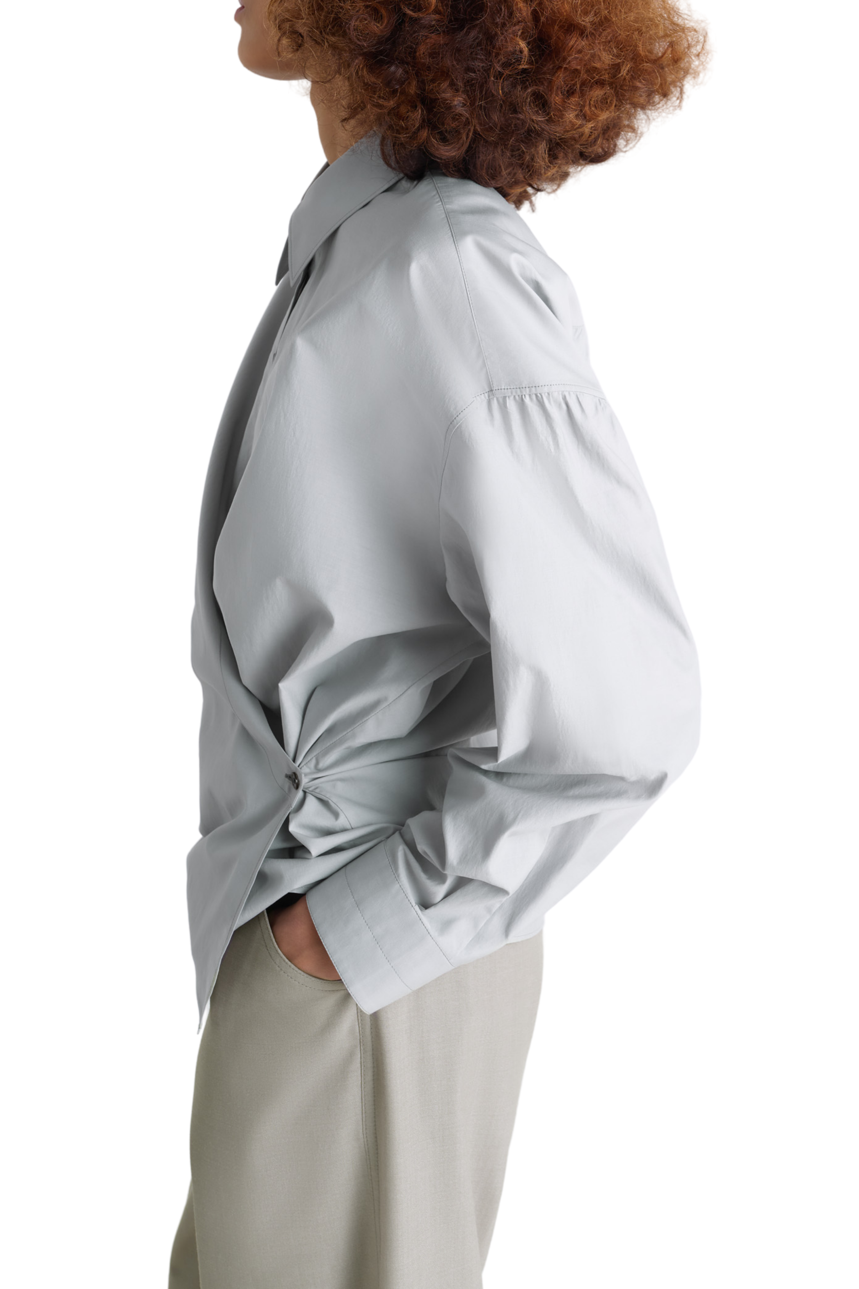 Straight Collar Twisted Shirt