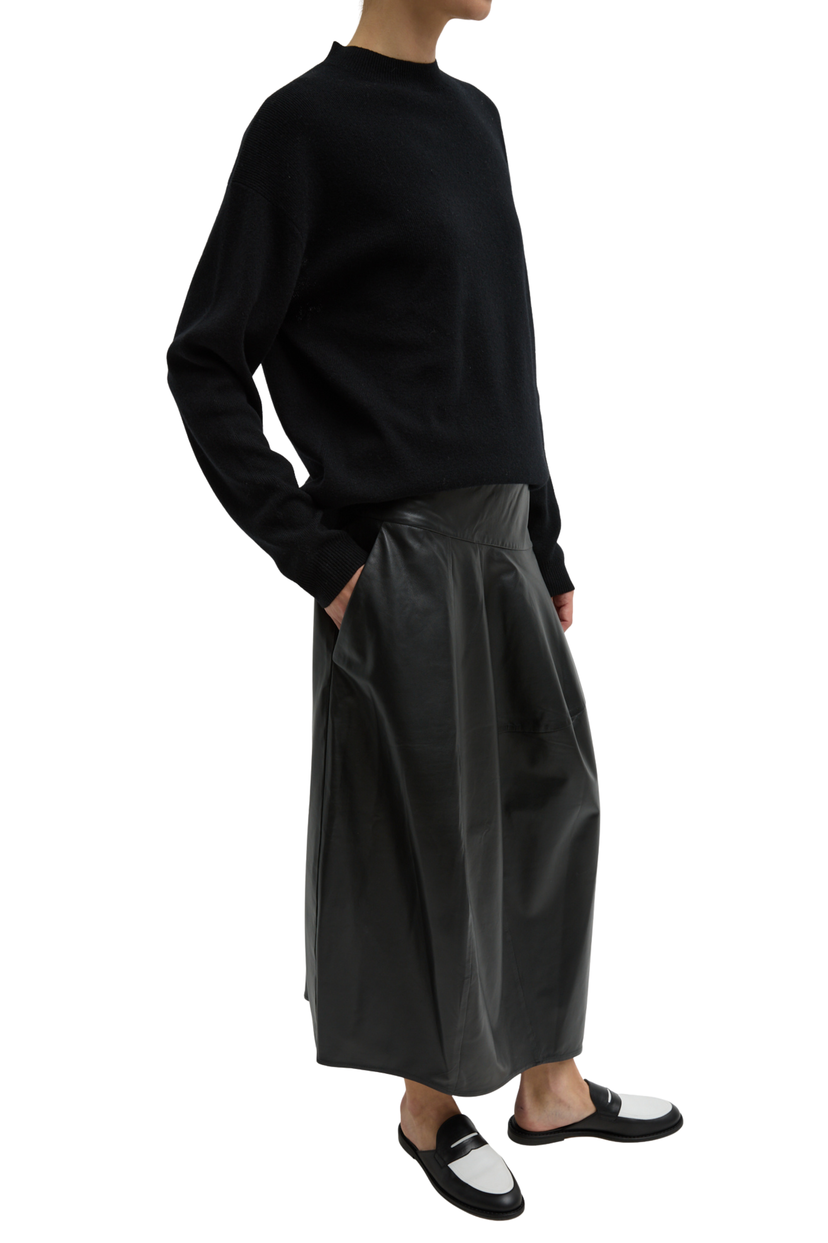 Leather Asymmetrical Balloon Skirt