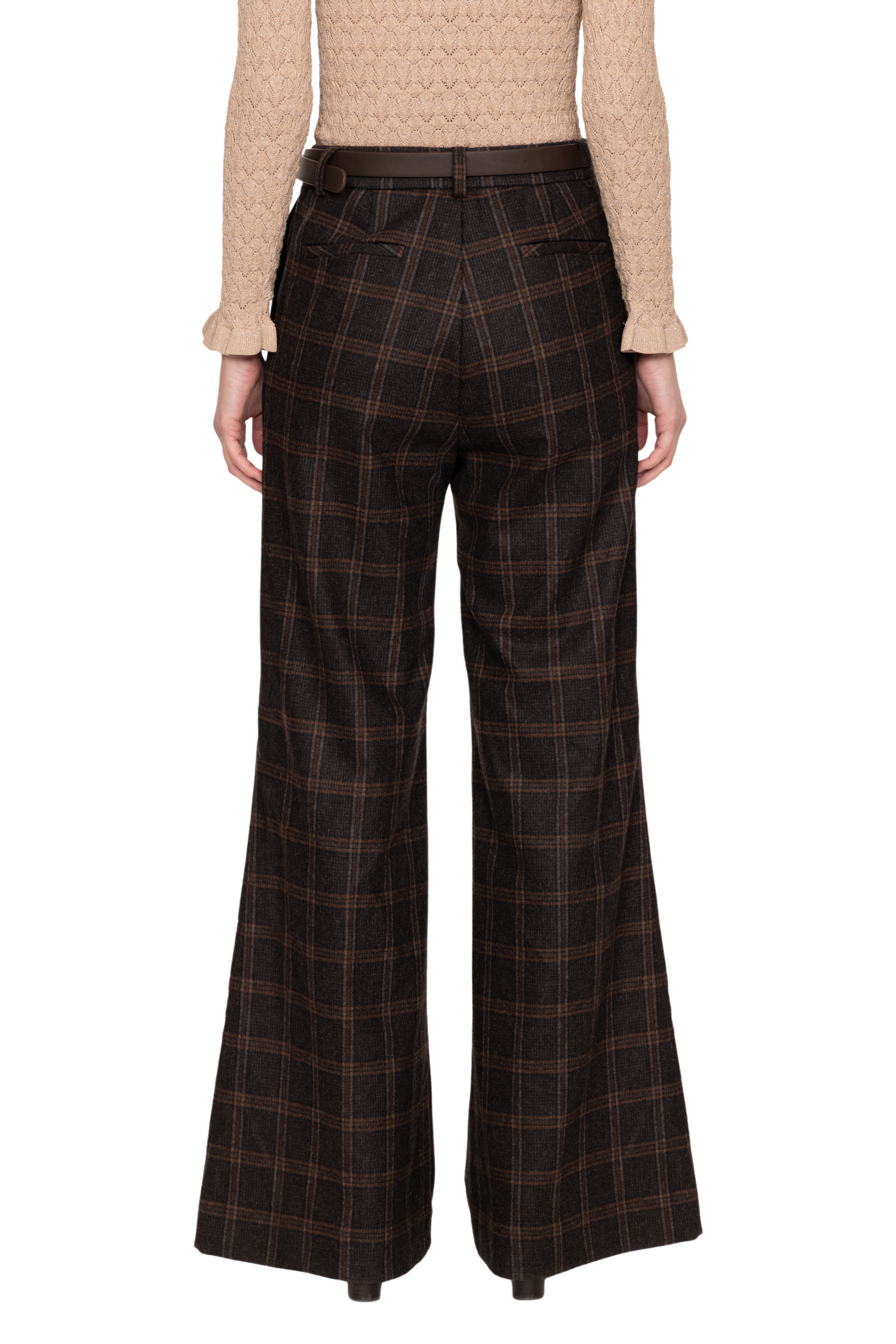 Monroe Wool Plaid Belted High Waisted Pant