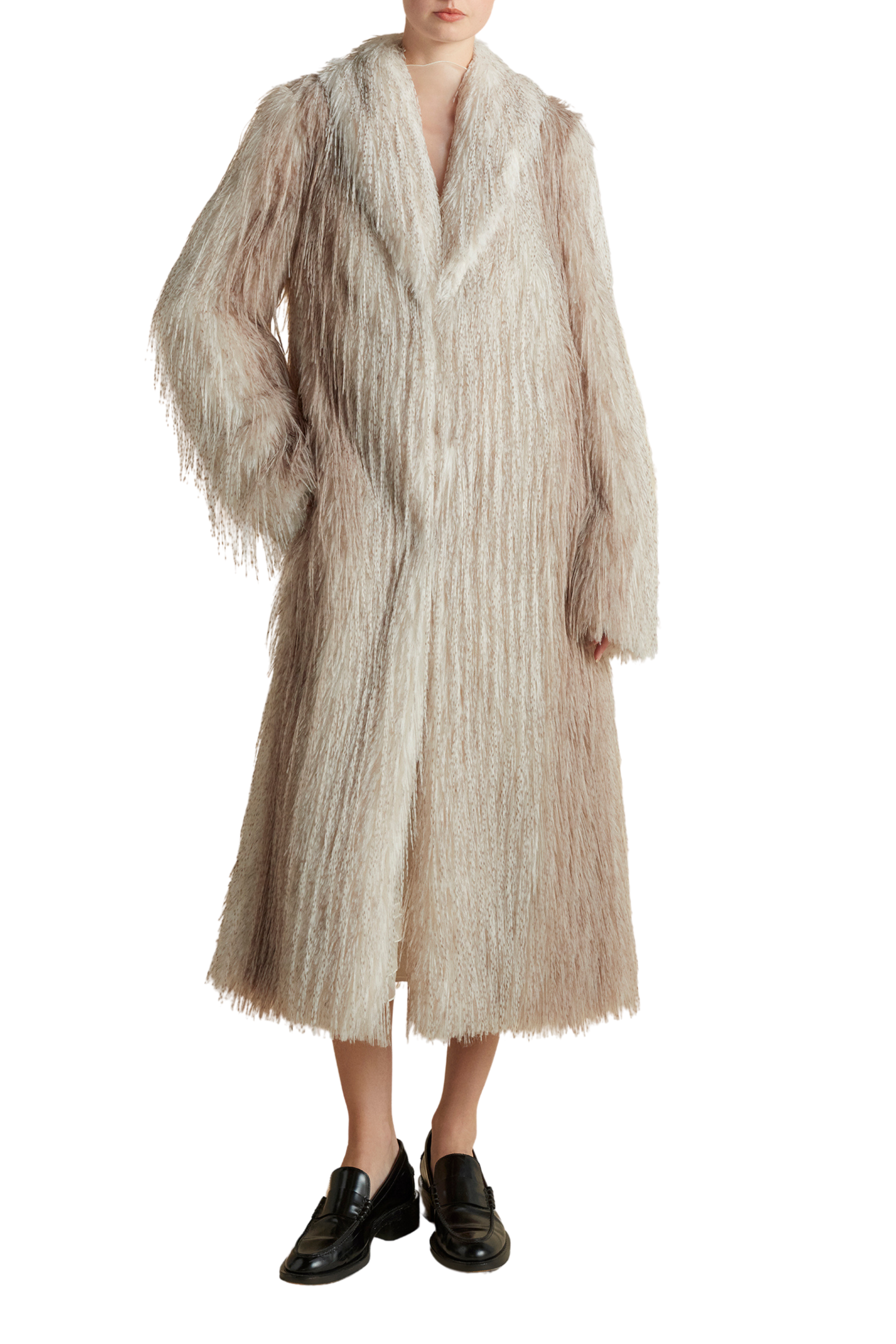 Faux Fur Coat with Shawl Collar