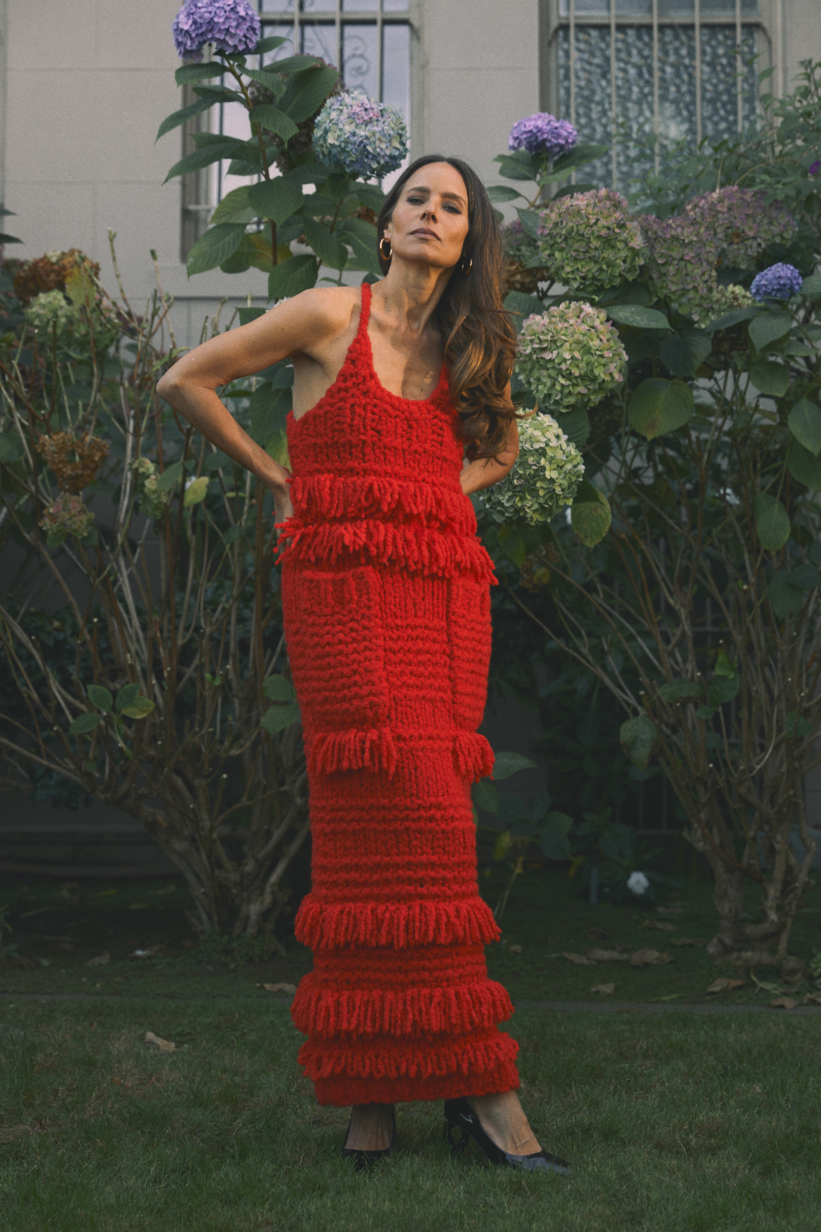 CHRISTOPHER JOHN ROGERS Handknit Fringe Maxi Dress