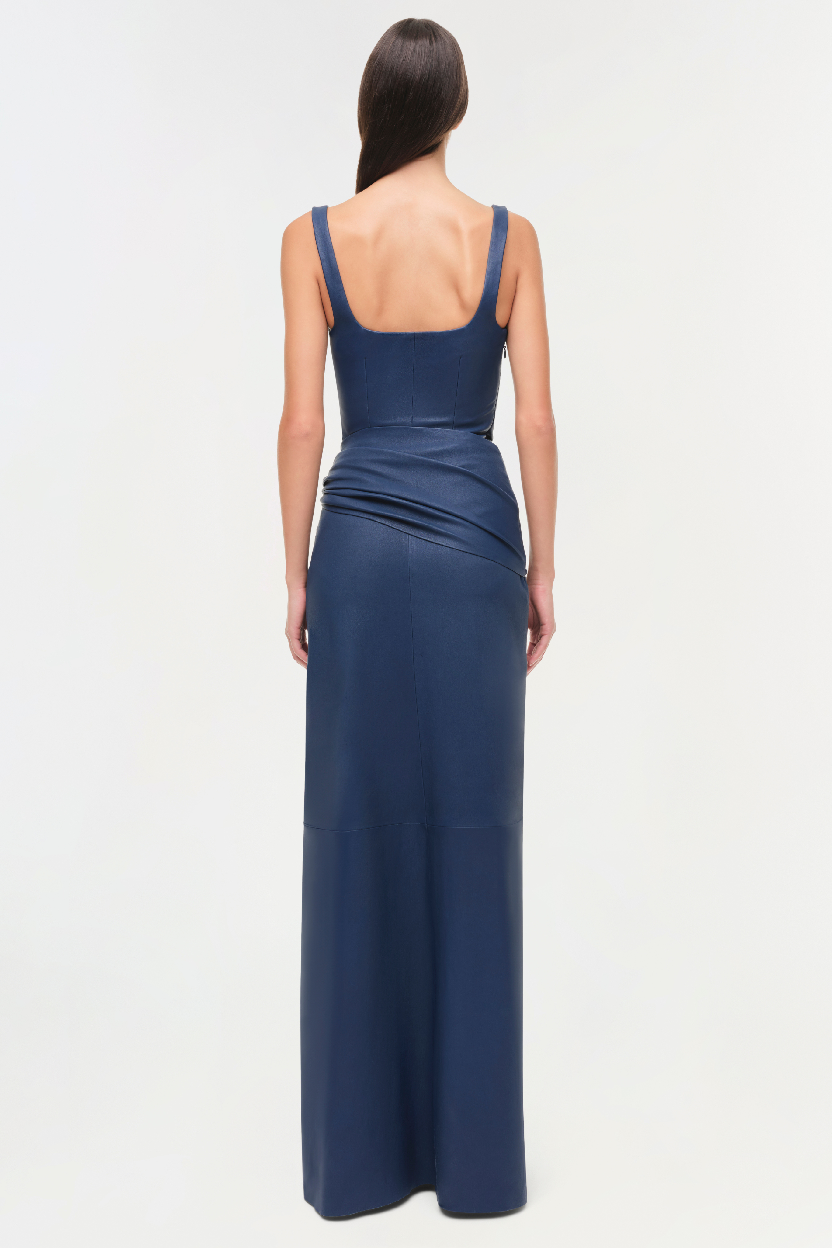 Lyle Draped Leather Dress