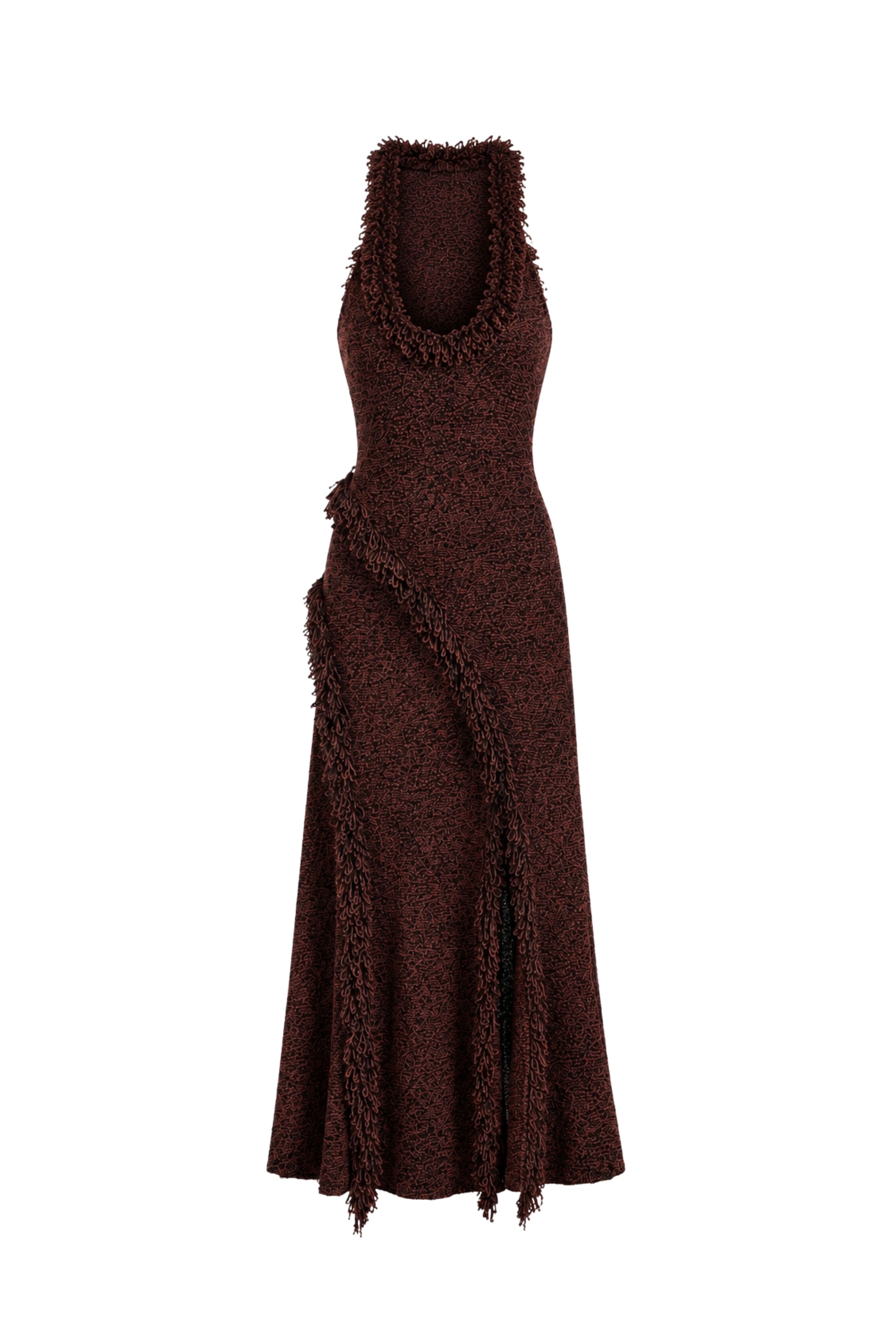 Nilo Dress in Textured Jacquard in Black/Copper