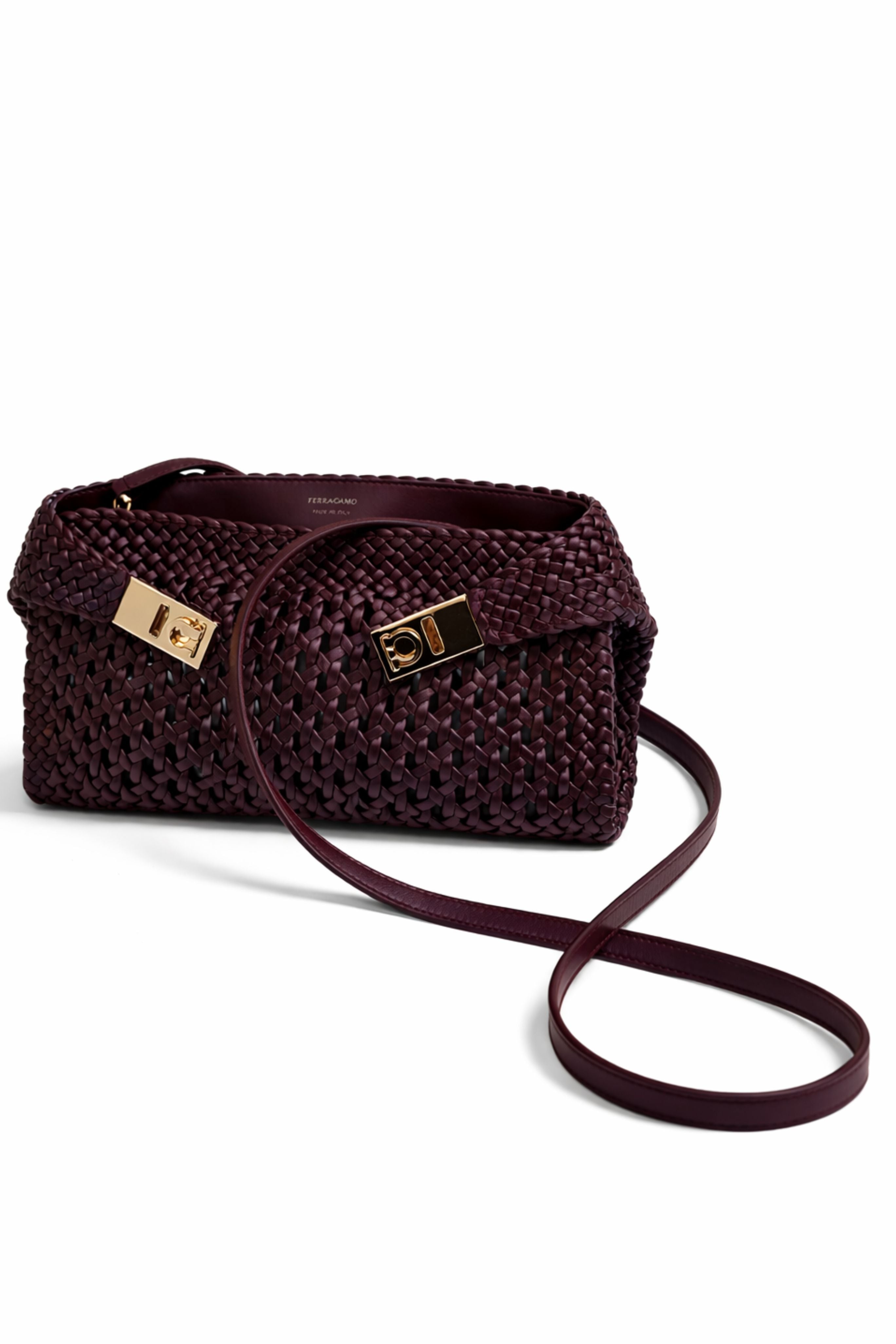 Hug Intreccio Crossbody Bag in Plum