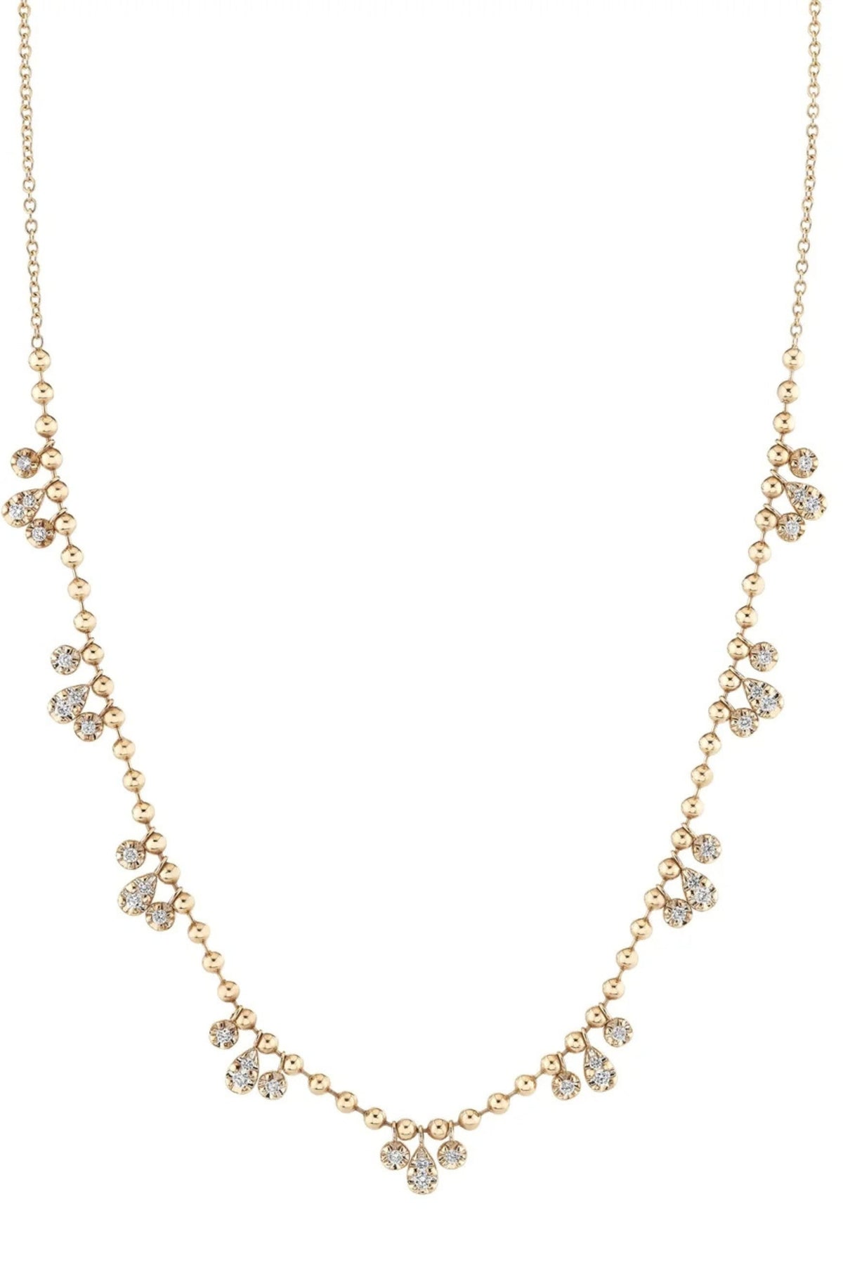 Trio Diamond Droplet Beaded Necklace