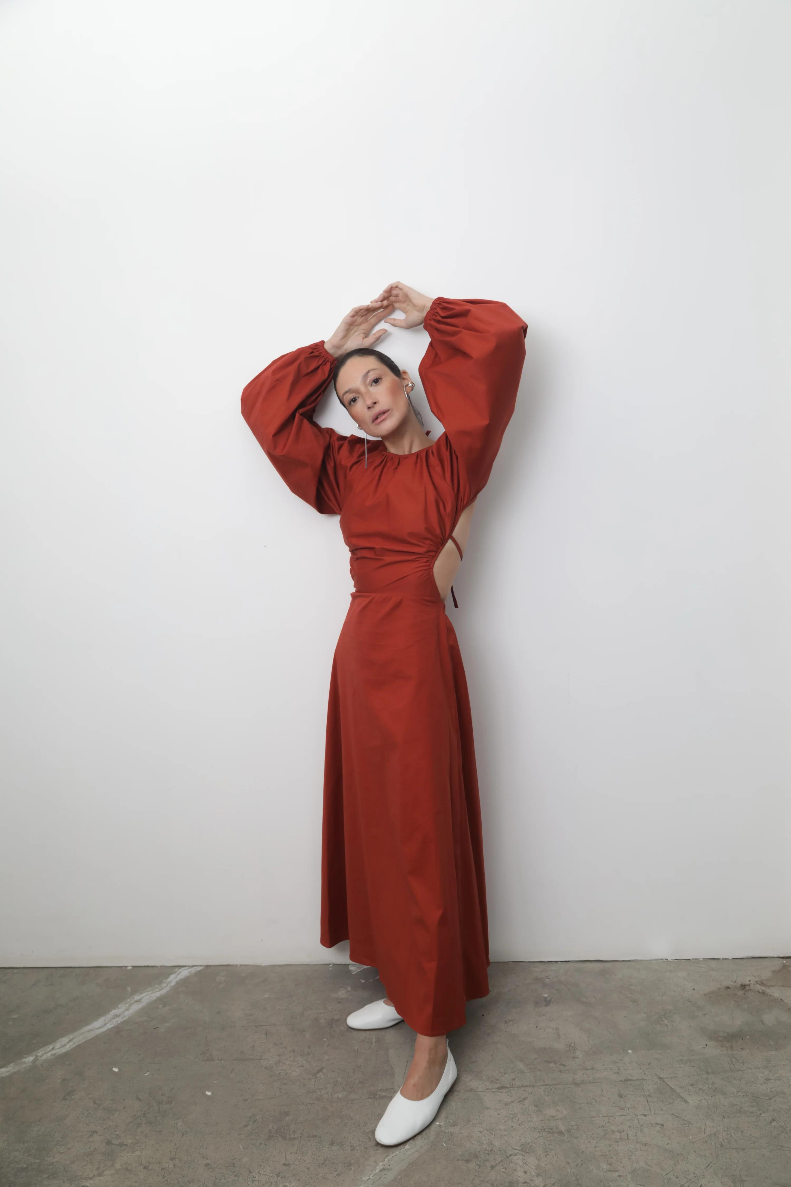The Tie Back Dress in Copper